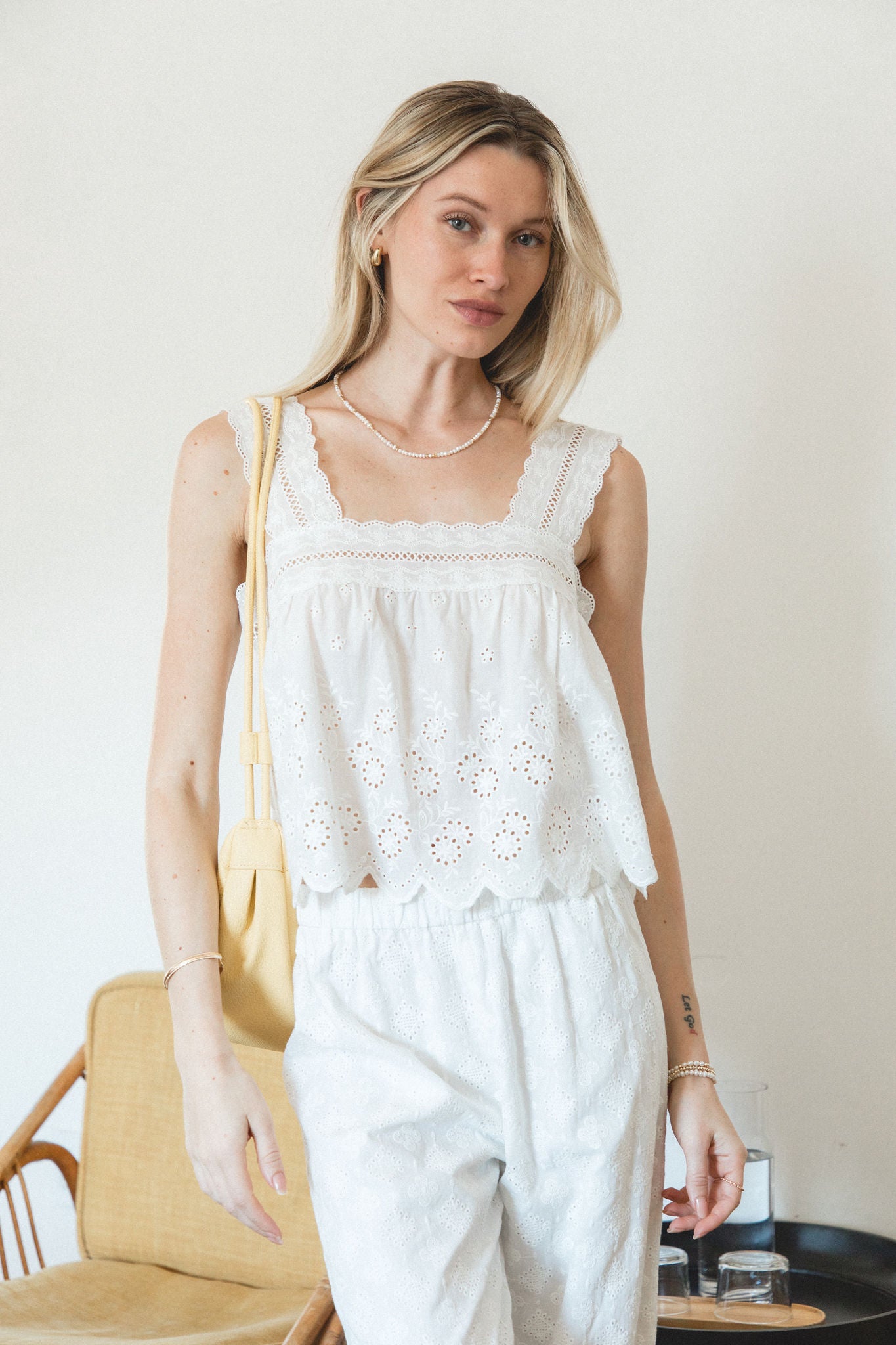 Fleur Eyelet Cotton Top for Women - Breathable Summer Blouse with Lace Detailing | Perfect for Casual Outings, Beach Vacations & Boho Style Outfits