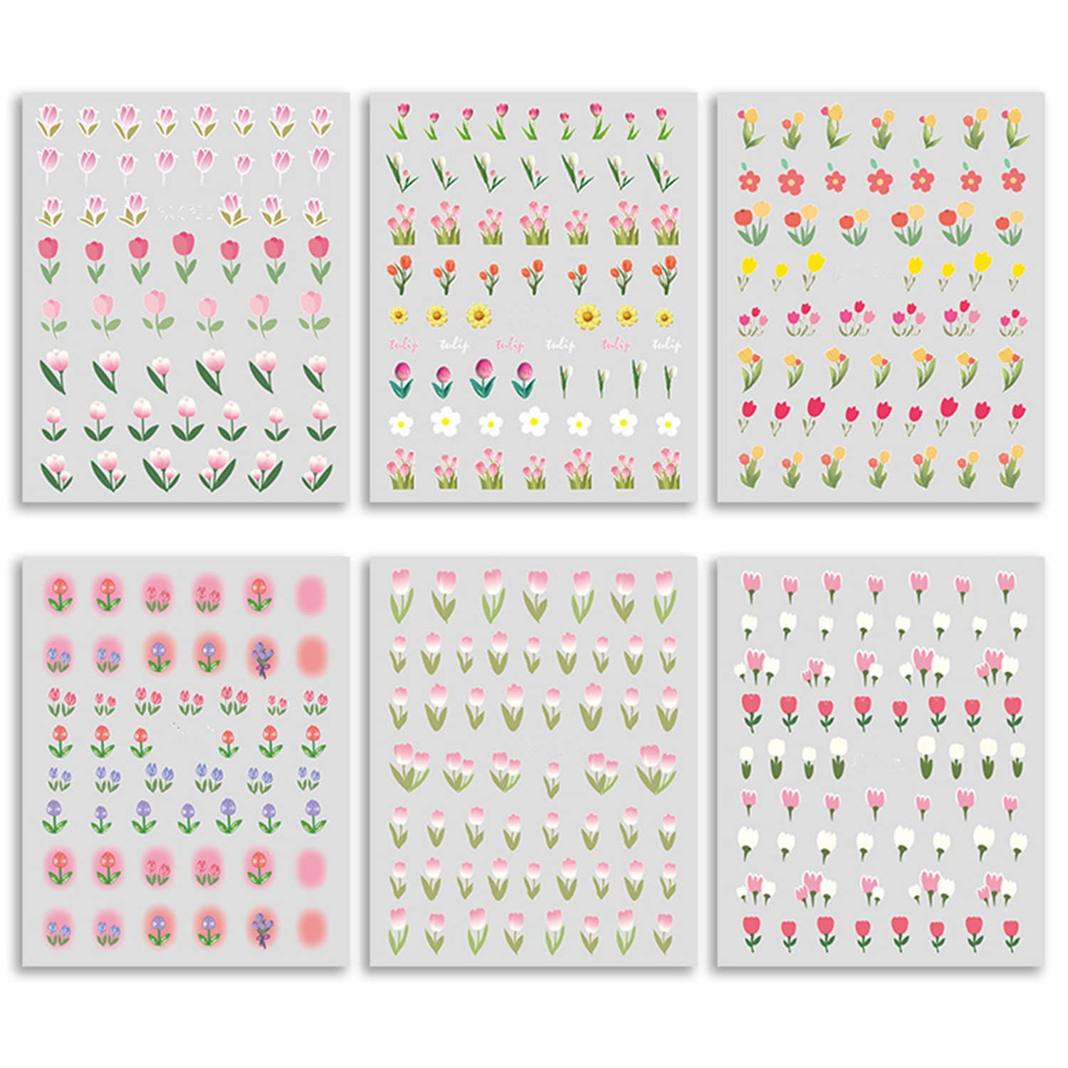 Colorful Tulip Nail Stickers - 12 Sheets Self-Adhesive Flower Nail Decals for DIY Nail Art, Manicure & Pedicure - Perfect for Spring, Summer, Bridal, Party & Salon Nail Designs