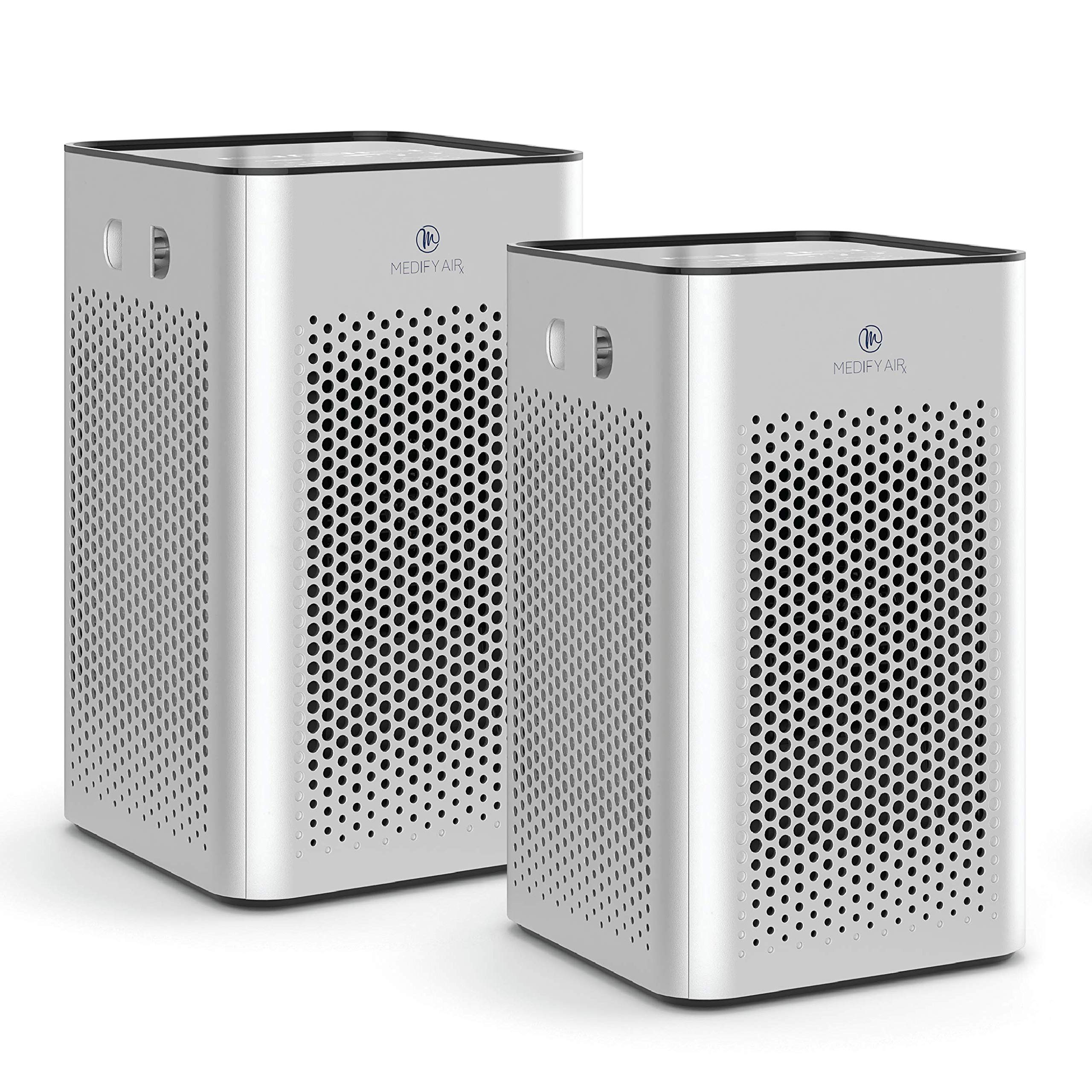 Medify MA-25 True HEPA H13 Air Purifier - 2 Pack | Covers 825 sq ft in 1 Hour | Removes Allergens, Smoke, Wildfire Smoke, Odors, Pollen & Pet Dander | Filters Particles Down to 0.1 Microns | Silver | Perfect for Bedrooms, Living Rooms & Offices