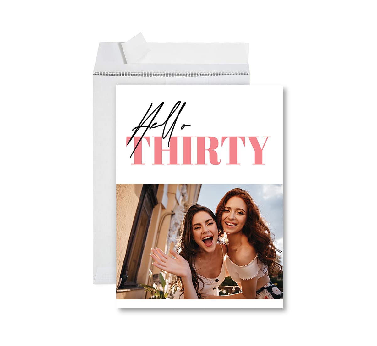 Personalized 8.5x11 Photo Birthday Card with Envelope - Custom Jumbo Happy Birthday Greeting Card for Her, Him, Mom | Unique Birthday Keepsake Gift, Hello Thirty Year Photo Card | Perfect for Anniversaries, Milestone Birthdays & Special Occasions