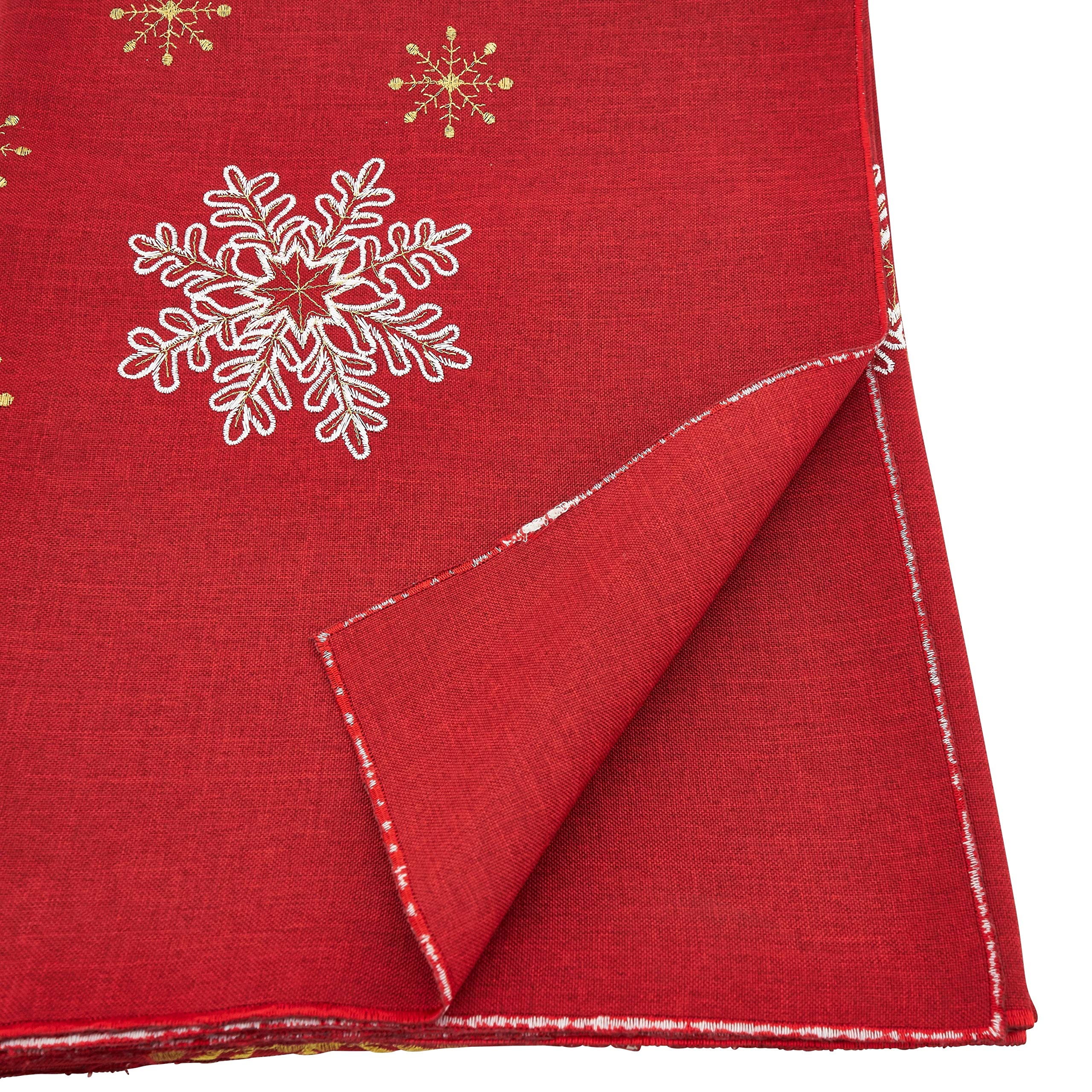 Fennco Styles Embroidered Snowflake Holiday Tablecloth 70