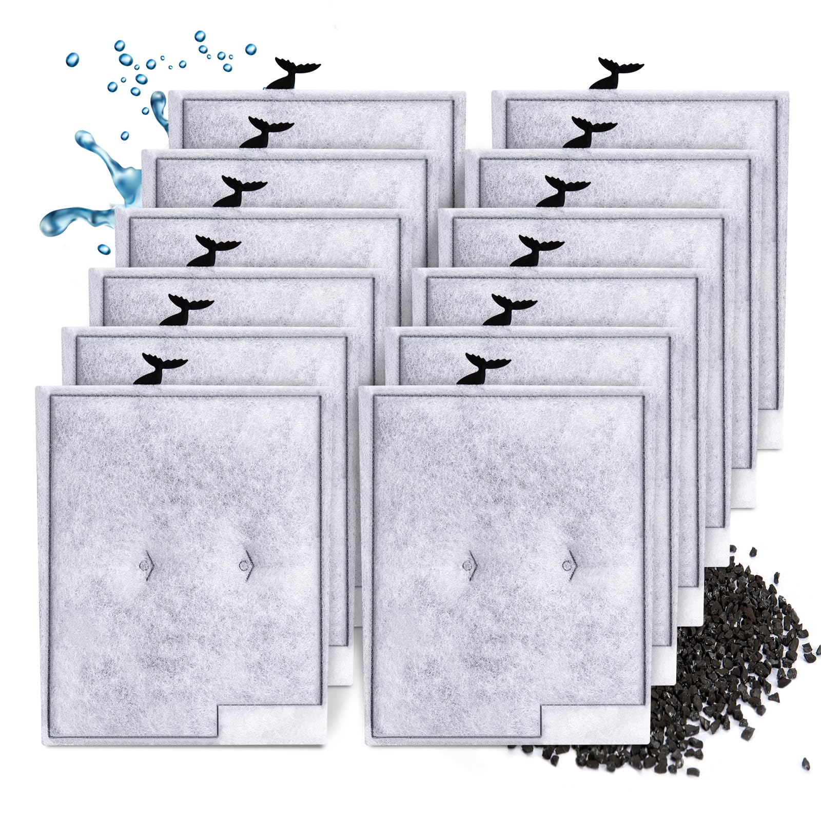 12 Pack Large Replacement Filter Cartridges for Aqueon QuietFlow Power Filter Sizes 20,30,50,75 & E Internal Power Filter Size 40 & Canister Filter Sizes 200/300/400 & Zilla Large Filter - Perfect for Aquarium, Fish Tank, and Pond Filtration Systems