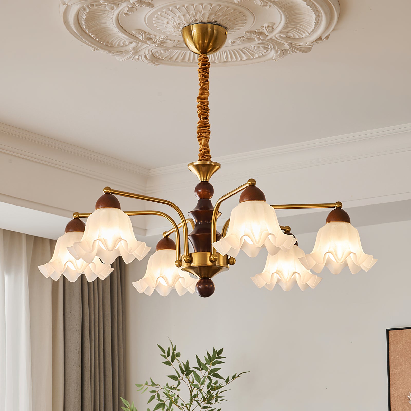 Elegant Blossom Flowers Chandelier - Floral Crystal Ceiling Light Fixture for Dining Room, Bedroom & Living Room Decor
