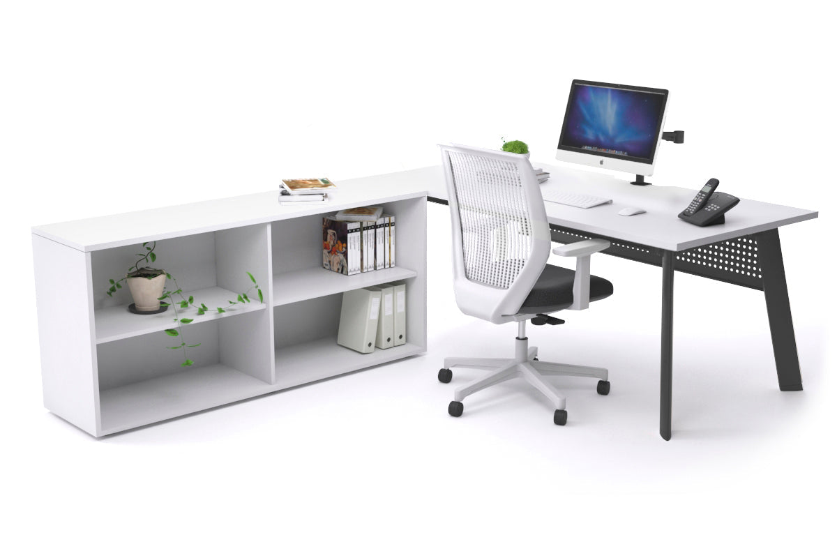 Switch Executive Setting With Uniform Spine Black Frame [1600L x 800W with Cable Scallop] - Premium Office Desk for Modern Workspaces