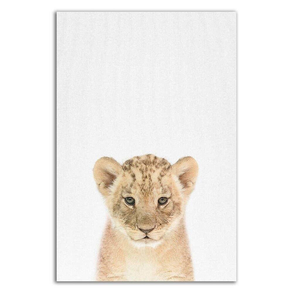 Baby Lion Canvas Print by Tai Prints - Ready to Hang Wall Art for Nursery, Kids Room & Home Decor