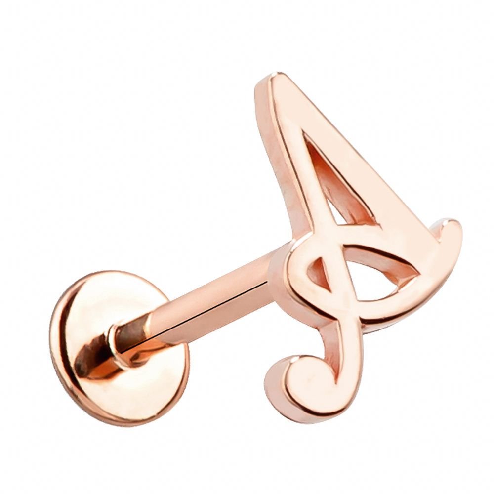 14K Gold Initial Monogram Letter Flat Back Helix Cartilage Stud Earring - Dainty Tragus Hoop for Women, Perfect for Everyday Wear & Special Occasions