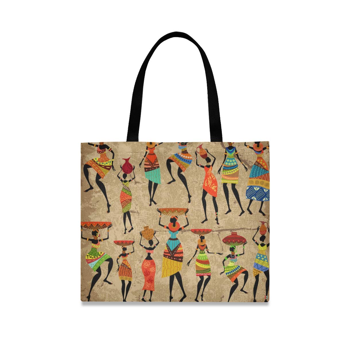 Eco-Friendly Canvas Tote Bag for Women - Large Reusable Grocery Shopping Bag with African Print, Durable Work & Beach Tote - Perfect for Work, Shopping, Travel and Everyday Use