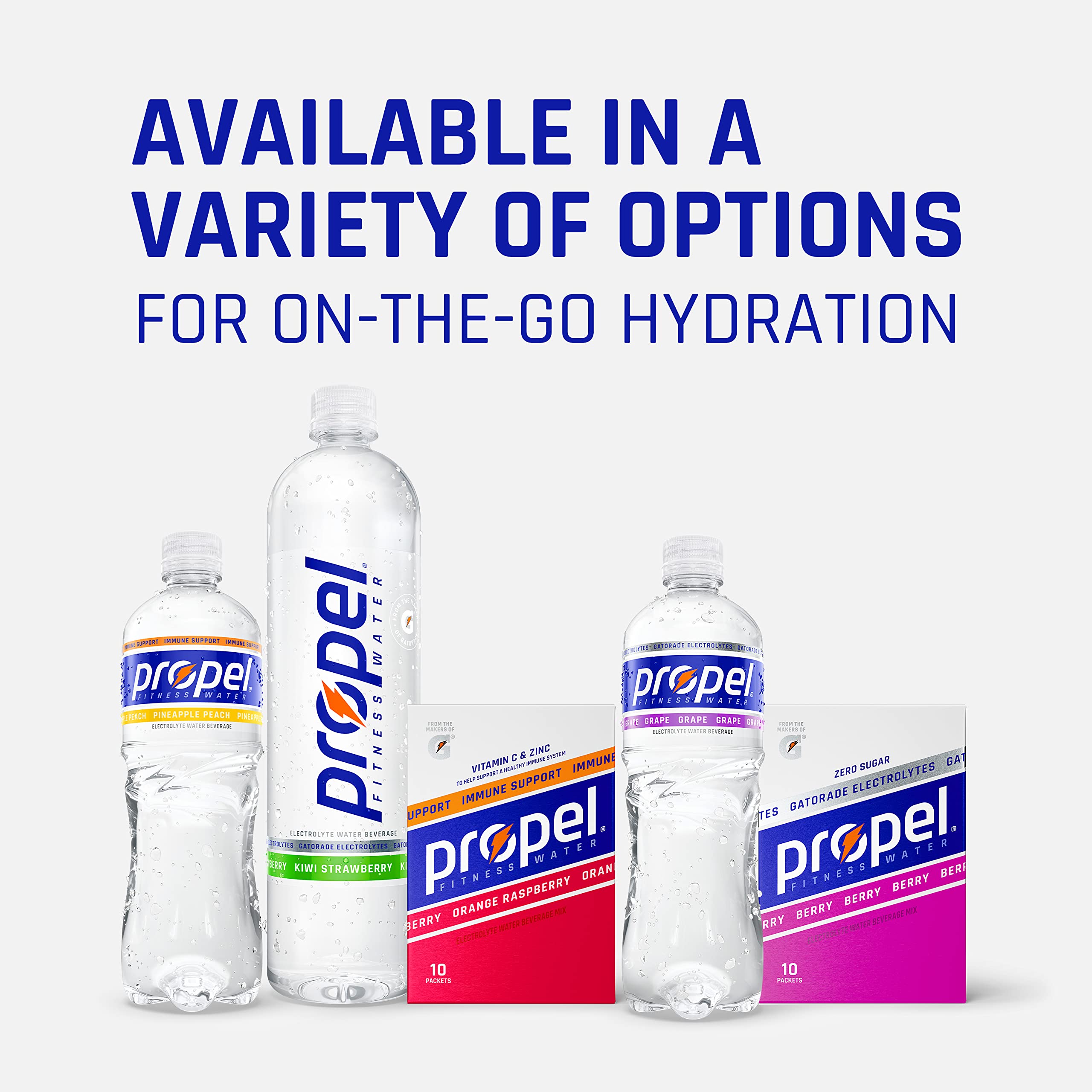 Propel Electrolyte Powder Packets - 3 Flavor Variety Pack with Vitamins, Zero Sugar, 0.88oz (5 Count) | Hydration Boost for Workouts, Hiking & Active Lifestyle