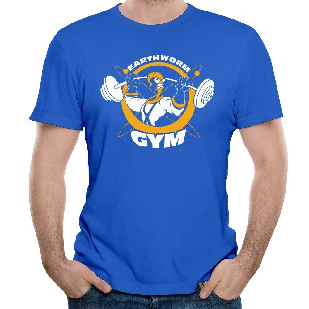 Funny Earthworm Gym T-Shirt for Men - 100% Cotton Casual Workout Tee - Perfect for Gym, Fitness & Outdoor Activities