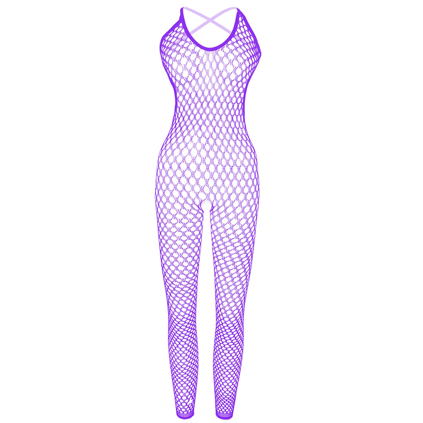 Sexy Women's Lingerie Bodystockings - Fishnet Mesh Bodysuit with Lace Trim, Tight Nightwear & Underwear for Romantic Nights & Special Occasions