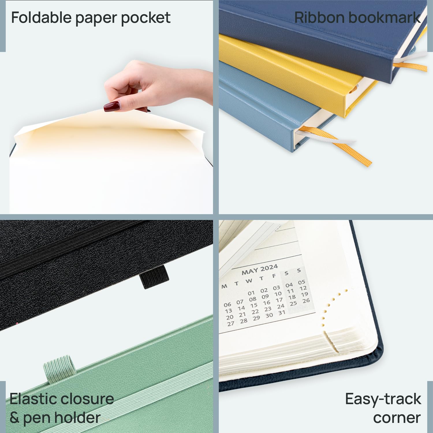 POPRUN 2025 Planner - Medium Size 8.5''x6.5'' Hardcover Daily Weekly Monthly Calendar with Hourly Time Slots | Appointment Book Organizer for Work, School & Personal Use | Premium 100 GSM Paper, Monthly Tabs in Midnight Green