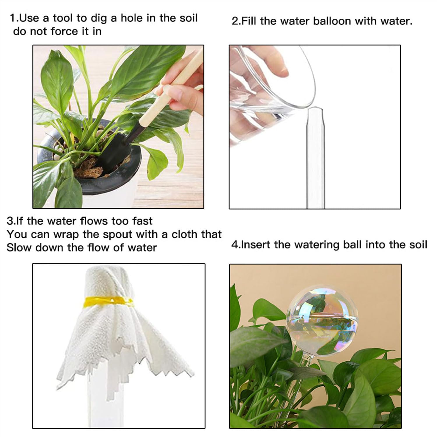 17 Oz 2-Week Self-Watering Glass Globes for Plants - Large Vacation Plant Watering Bulbs - Slow Release Indoor/Outdoor Potted Plant Care - Iridescent 3-Pack - Perfect for Home, Office, Garden & Travel Use