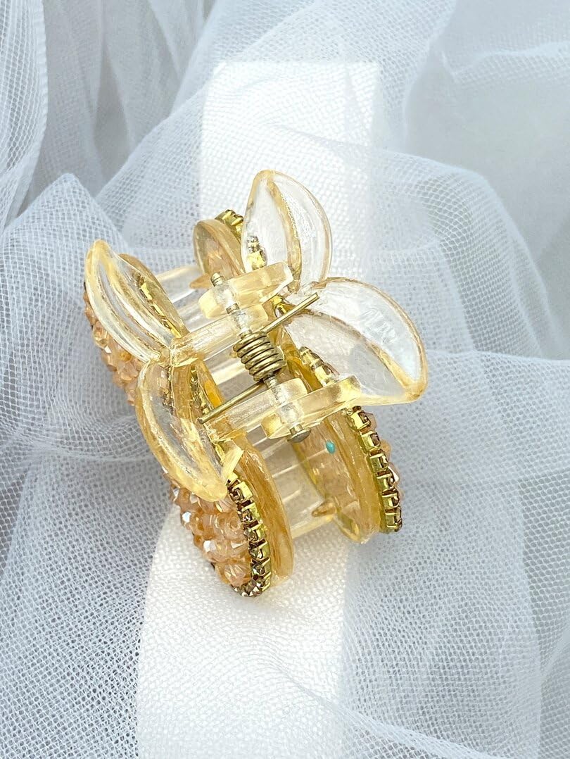 Starvis Cherry 2-Piece Rhinestone Hair Claw Clips - Korean Bling Pearl Crystal Hair Accessories for Women & Girls | Wedding, Mini Ponytail & Everyday Style