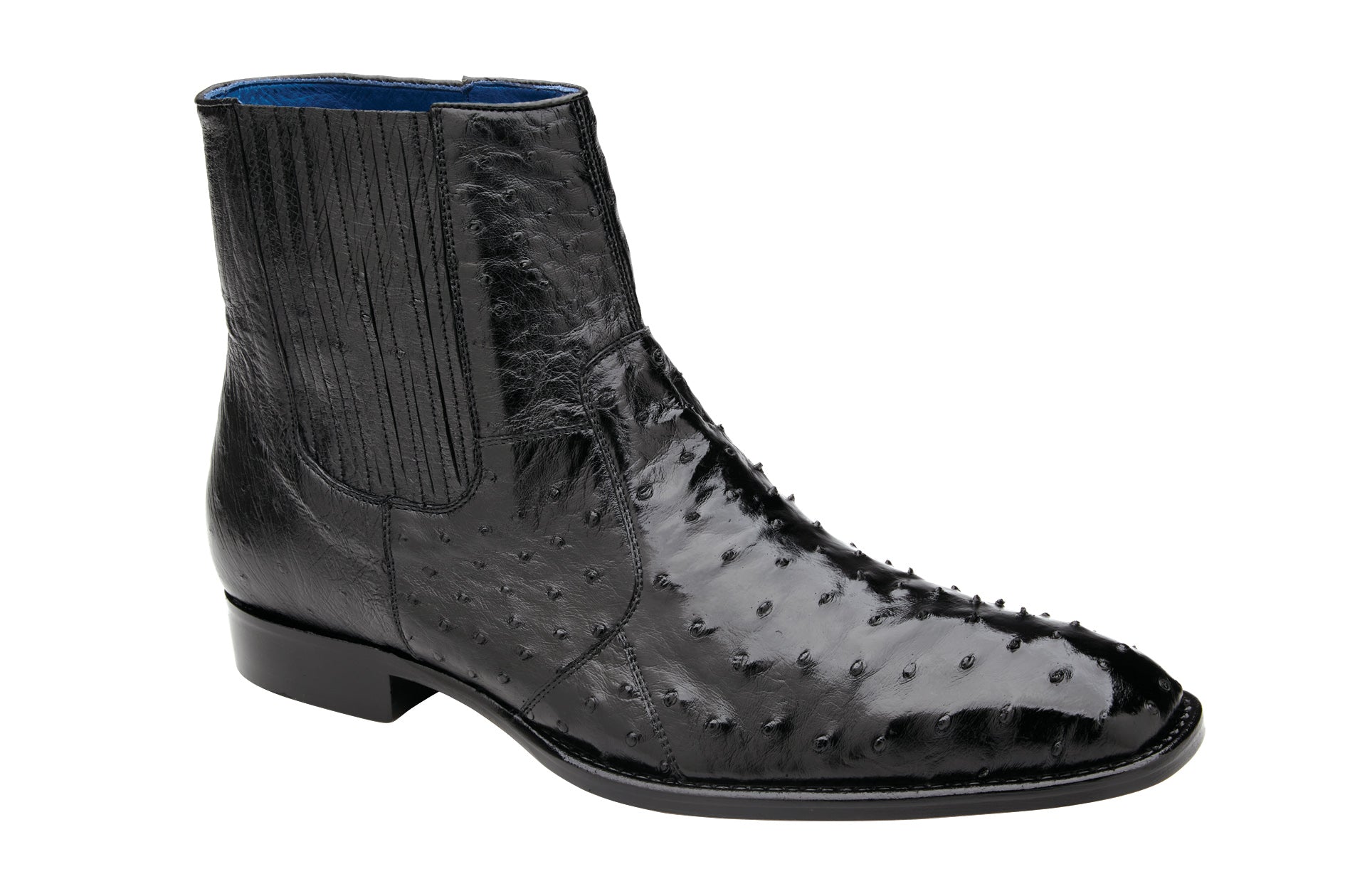 Belvedere Roger Genuine Ostrich Quill Chelsea Boots for Men - Black Leather Ankle Boots R55 - Stylish Dress Shoes for Office, Wedding & Formal Occasions