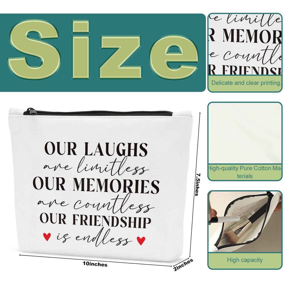 Best Friend Gifts for Women - Cute Makeup Bag for Besties, Birthday & Mother's Day Presents - Perfect Cosmetic Pouch for Travel, Gym & Everyday Use