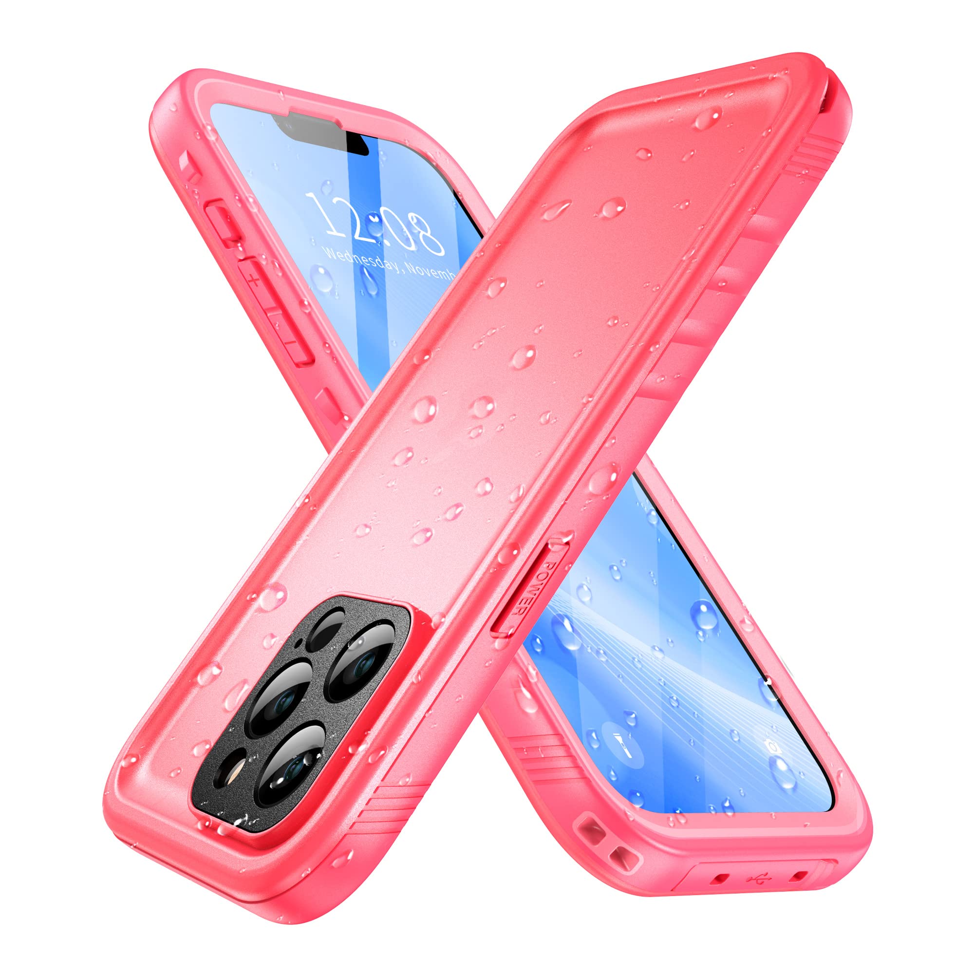 SPORTLINK iPhone 13 Pro Max Waterproof Case (6.7 Inch) - IP68 Certified Shockproof Dustproof Phone Cover with Built-in Screen Protector | Perfect for Swimming, Hiking & Outdoor Activities (Pink)