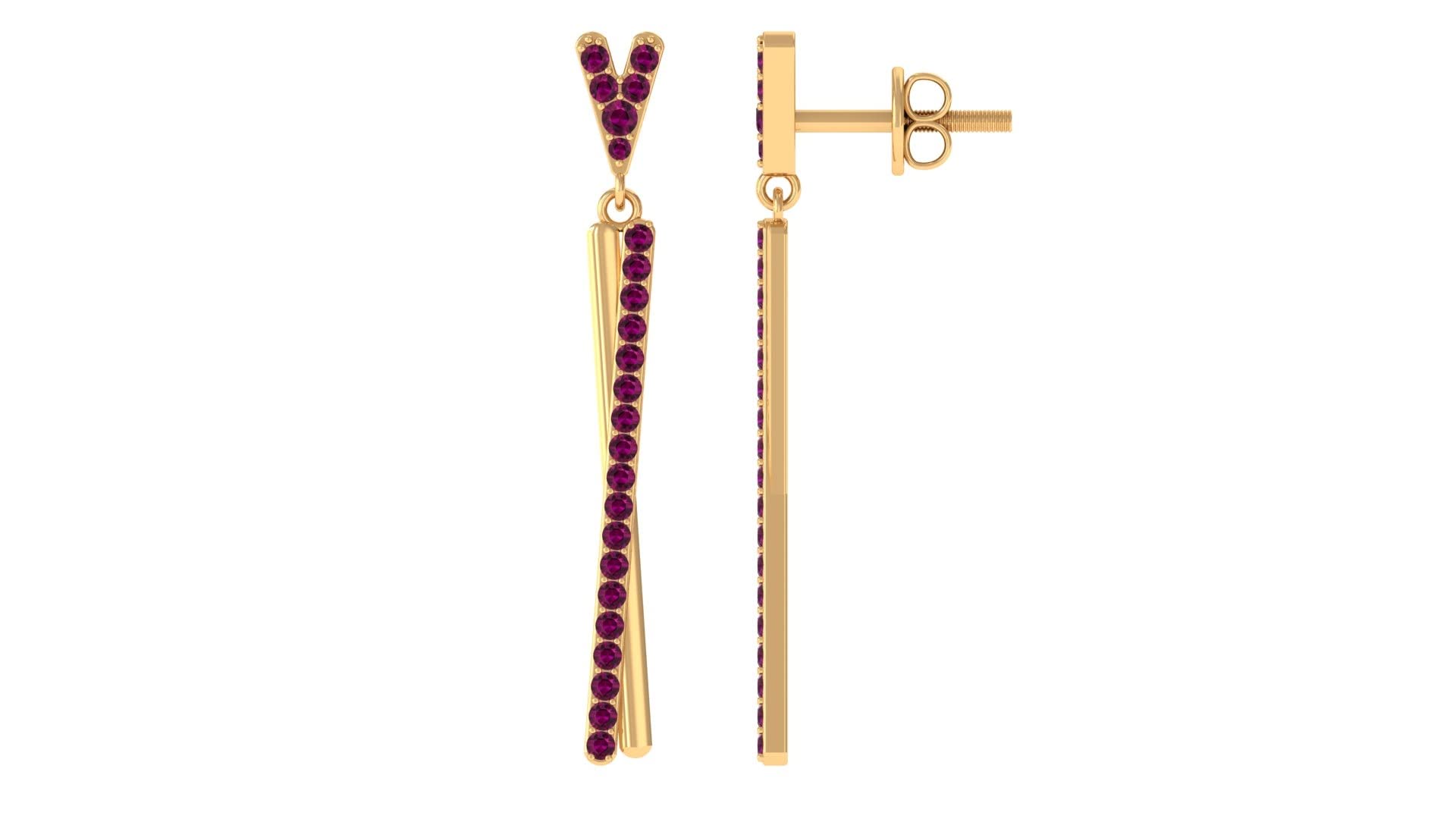 3/4 CT Rhodolite Dangle Earrings for Women - 14K Solid Gold Minimalist Gemstone Jewelry - Perfect for Weddings, Parties & Everyday Elegance
