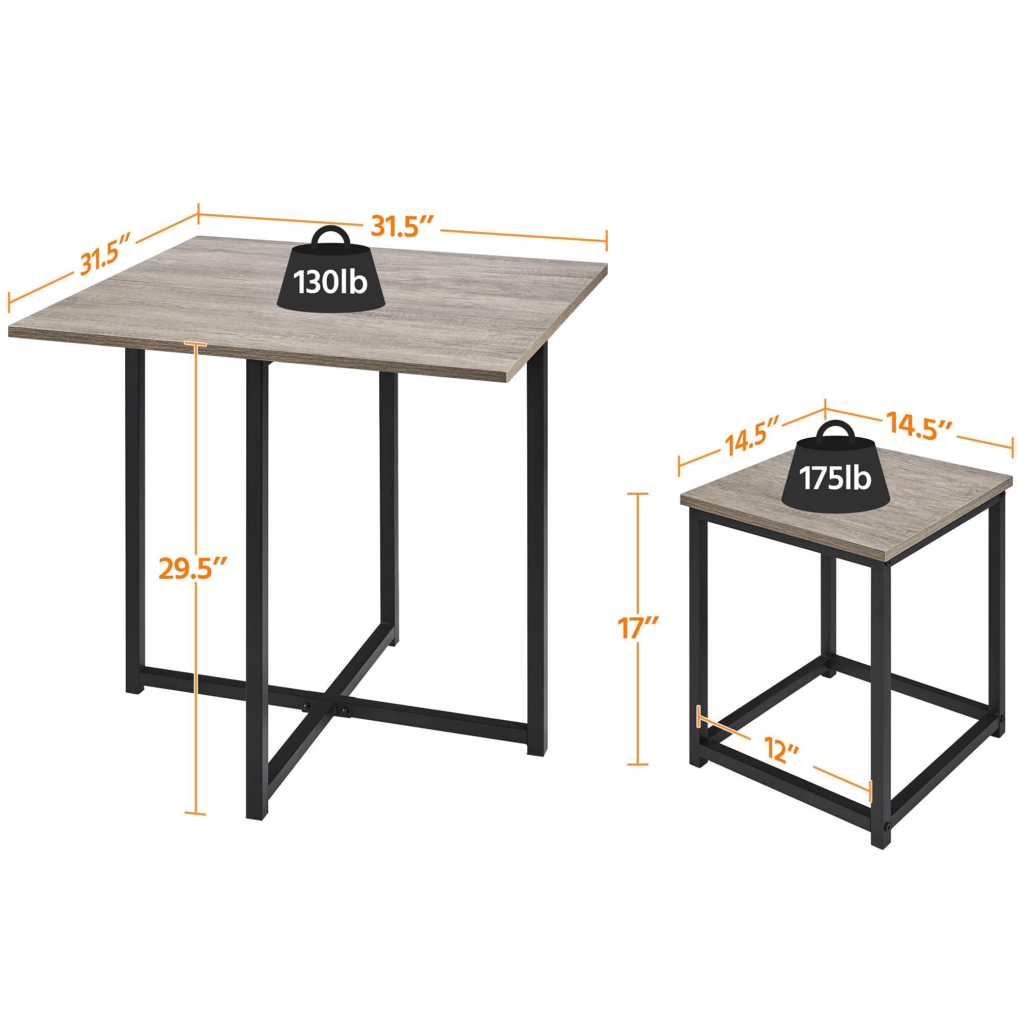 Yaheetech 4-Piece Industrial Dining Table Set with 4 Chairs - Space Saving Kitchen Table for Small Apartments, Breakfast Nook, Studio - Modern Gray Finish - Perfect for Compact Living Spaces & Cozy Meals