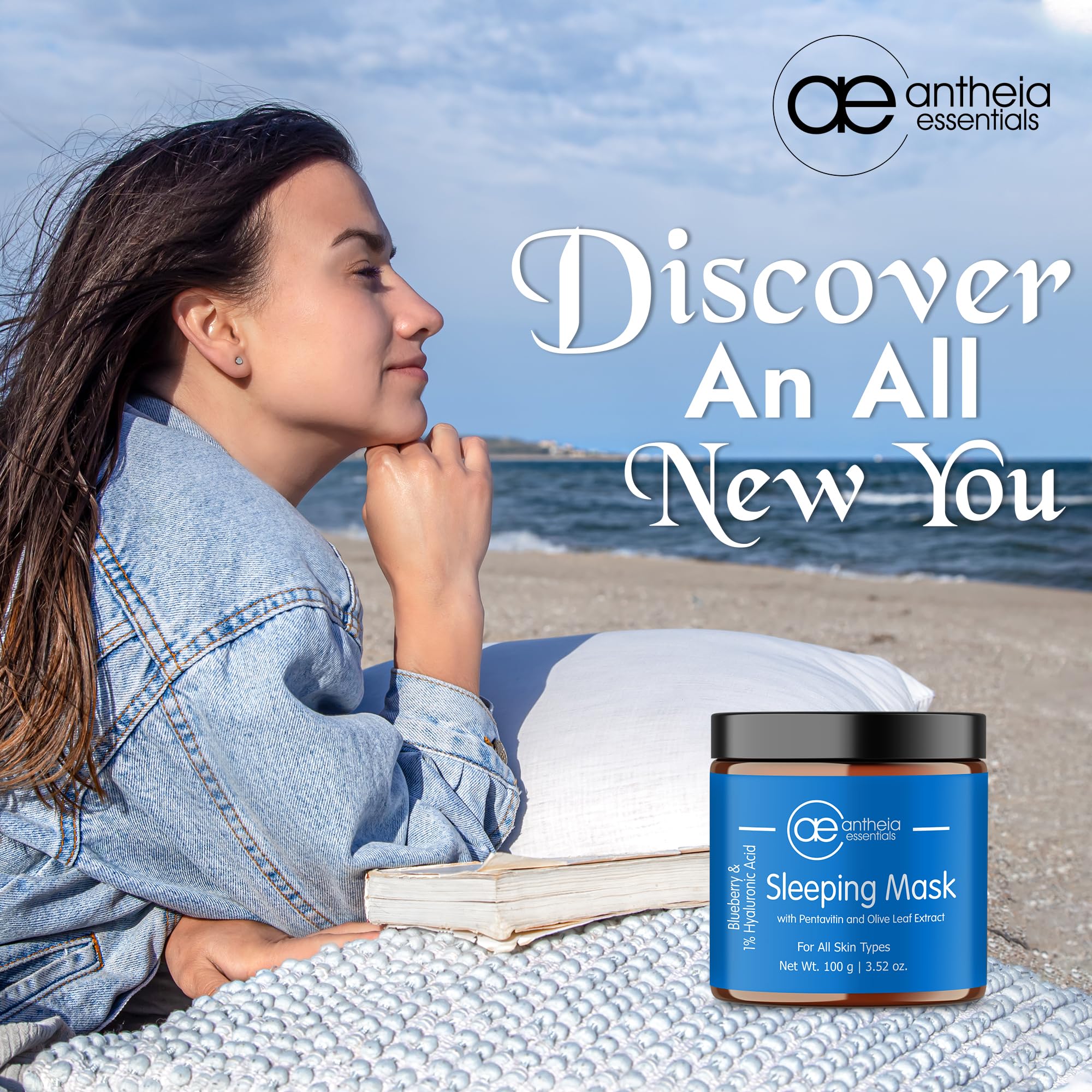 Antheia Essentials Blueberry Sleeping Face Mask with Collagen Booster - Overnight Hydration for Glowing Skin | Cell Regeneration & Antioxidant-Rich Formula for Men & Women | 100g | Perfect for Nighttime Skincare Routine & Post-Travel Skin Recovery