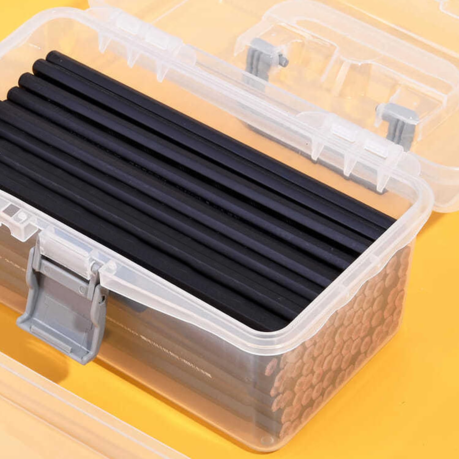 Utoolmart Plastic Tool Box with Removable Tray - 10.2 x 6.5 x 5.5 Inches Translucent Tool Organizer for DIY, Home Repair, Crafts & Art Supplies Storage - Perfect for Workshop, Garage & Kids Toys Organization