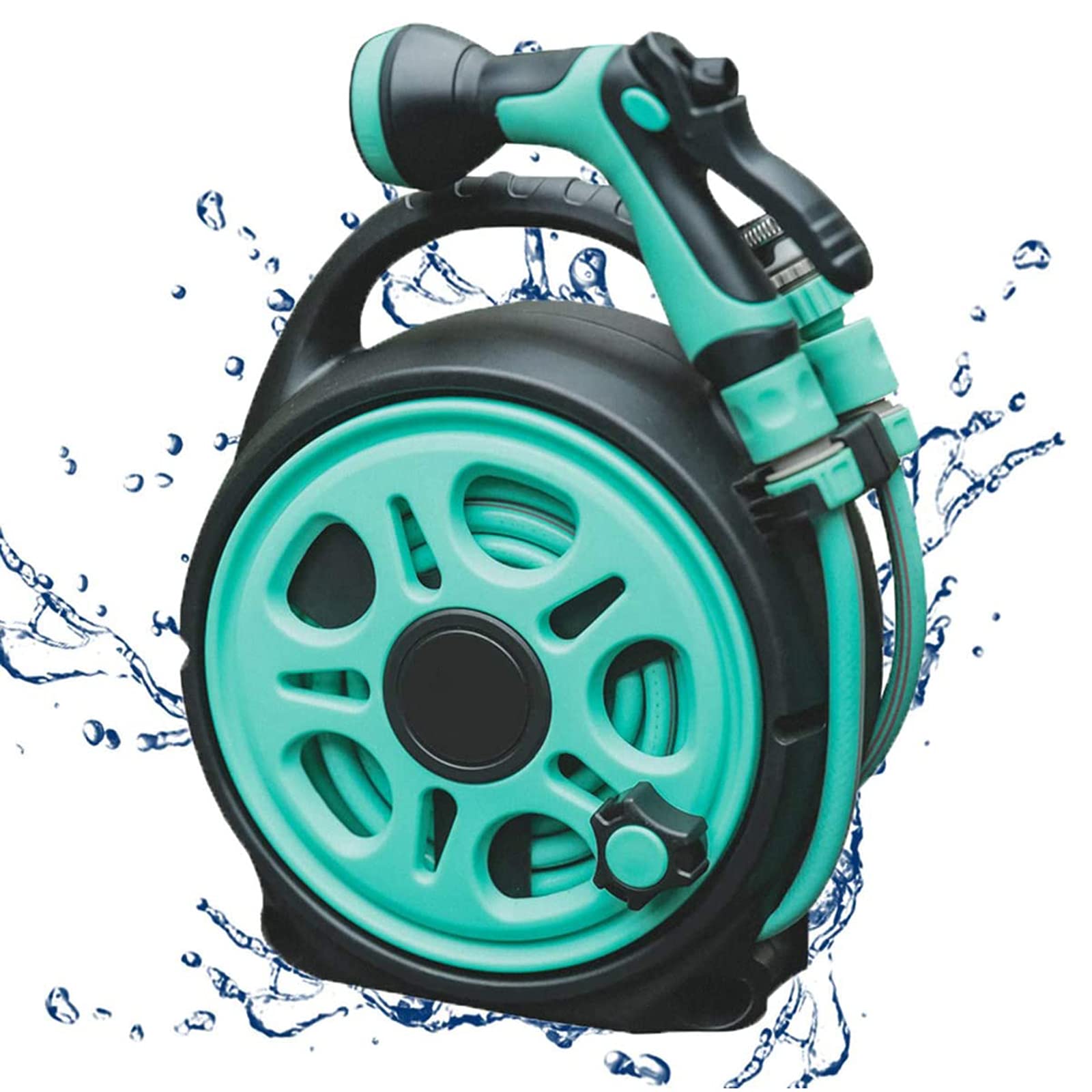 ALLWIN Mini Hideaway Hose Reel Box - Portable Retractable Garden Water Hose Reel Cart with 50FT Hose & 7-Function Spray Nozzle | Convenient Storage Solution for Watering, Car Washing, Pet Care, Gardening & Outdoor Cleaning | Perfect for Lawns, Patios, Backyards & Greenhouses