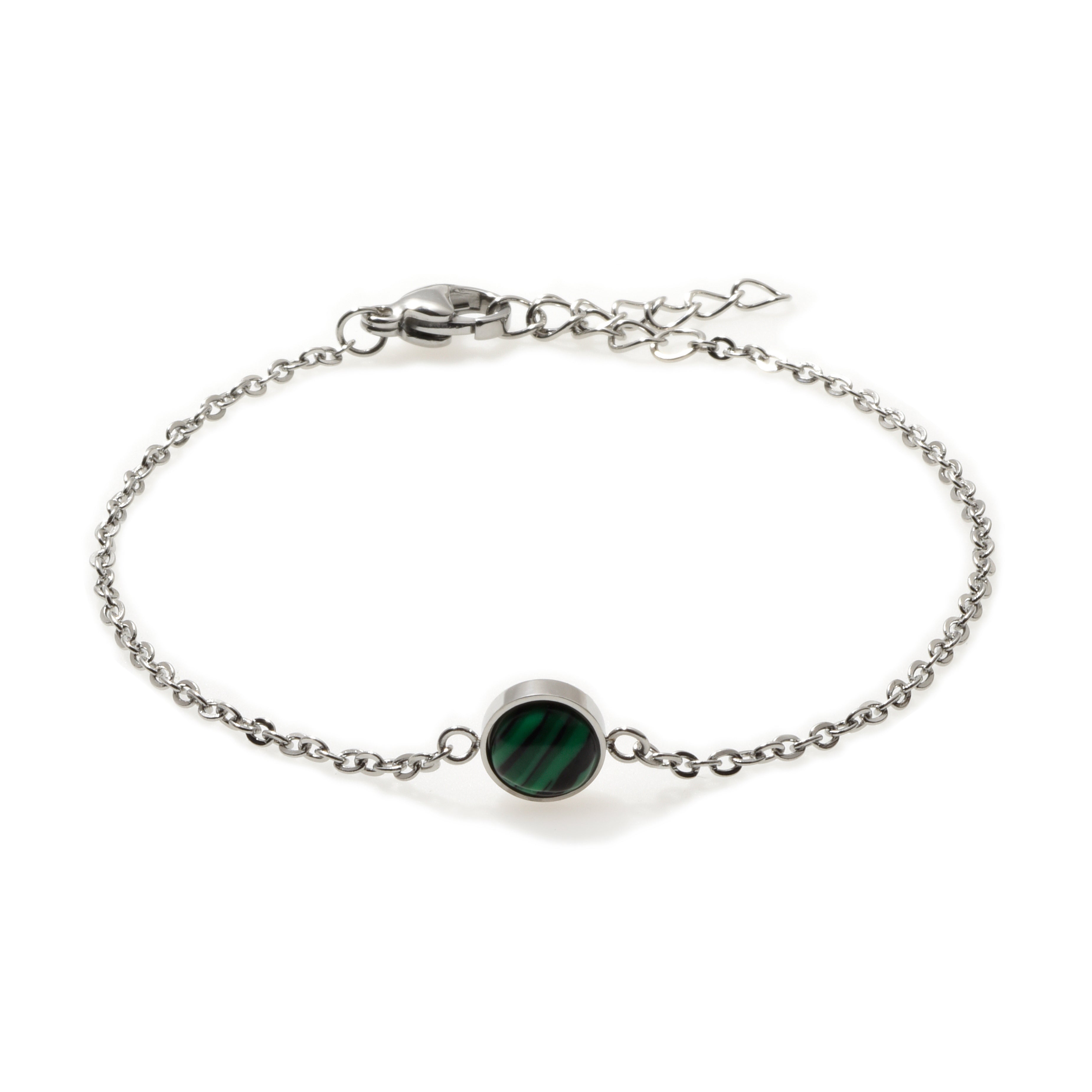 Malachite Solitaire Silver Bracelet for Women - Elegant Green Stone Jewelry for Everyday Wear & Special Occasions