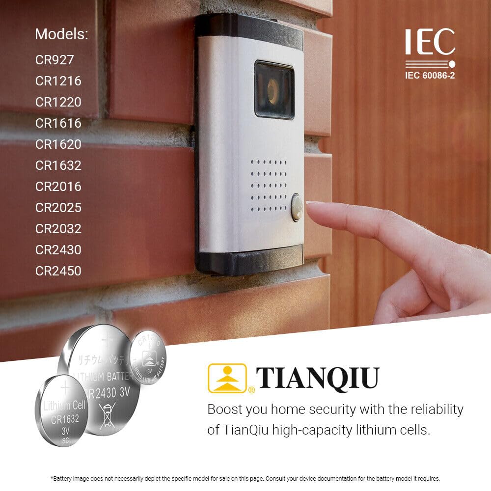 Tianqiu 5-Pack CR2450 BR2450 3V Lithium Coin Batteries for Watches, Calculators, Key Fobs & Medical Devices
