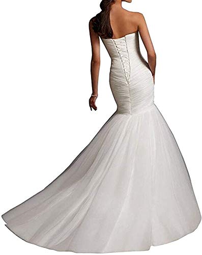 Macria Women's Strapless Sweetheart Mermaid Wedding Dress - Elegant Tulle Bridal Gown for Formal Occasions, Prom, Evening Gala and Special Events