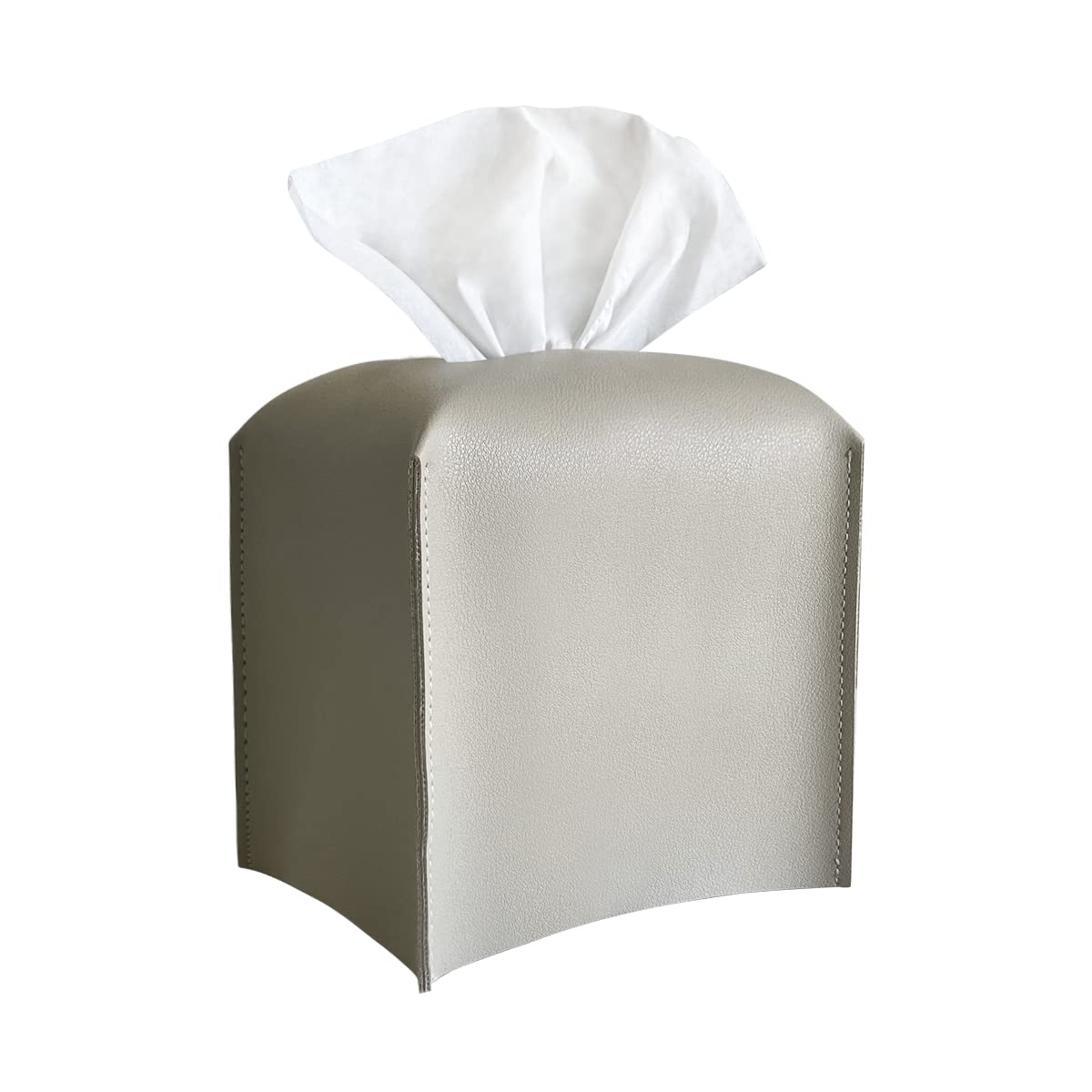 Premium PU Leather Tissue Box Cover - Modern Square Decorative Holder for Bathroom, Vanity, Nightstand, Office & Car (5