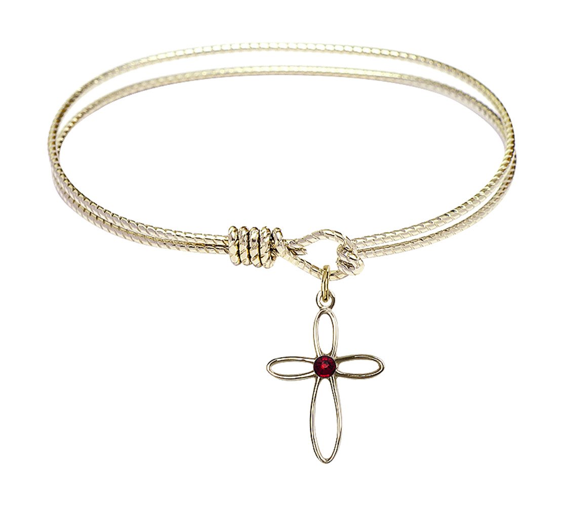 F A Dumont 6.25 Inch Oval Eye Hook Bangle Bracelet with Cross Charm Loop - Elegant Jewelry for Women, Perfect for Everyday Wear, Parties & Gifts