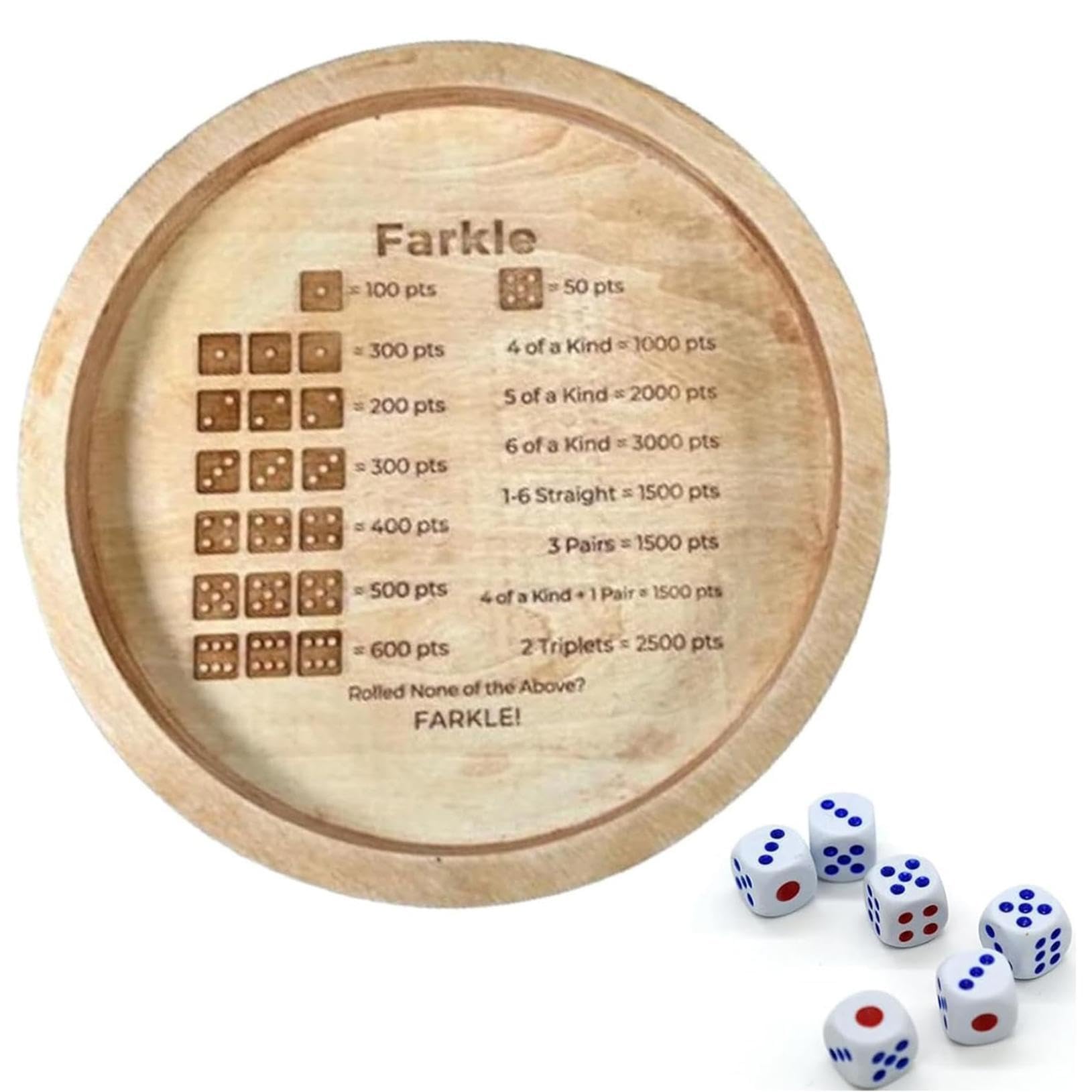 Premium Wooden Dice Tray for Farkle, Yahtzee & Board Games - Portable Dice Rolling Tray with Felt Lining for Family Game Nights, Travel & Party Gifts