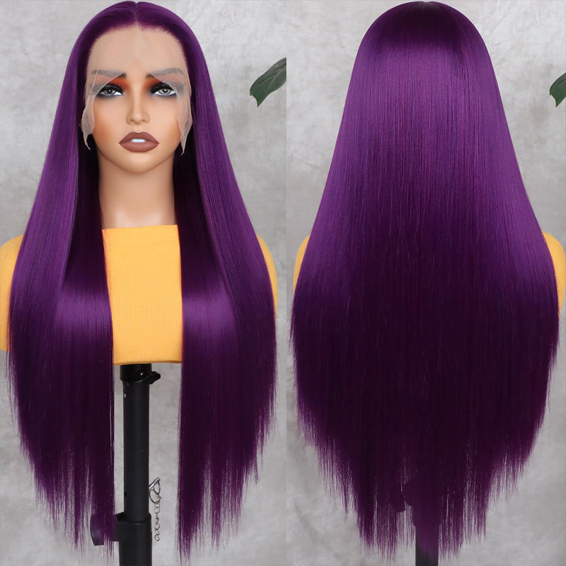 Eullair Dark Purple Glueless Body Wave Lace Front Wig - Affordable Human Hair Wig for Brown Skin Women | Perfect for Daily Wear, Cosplay & Special Occasions