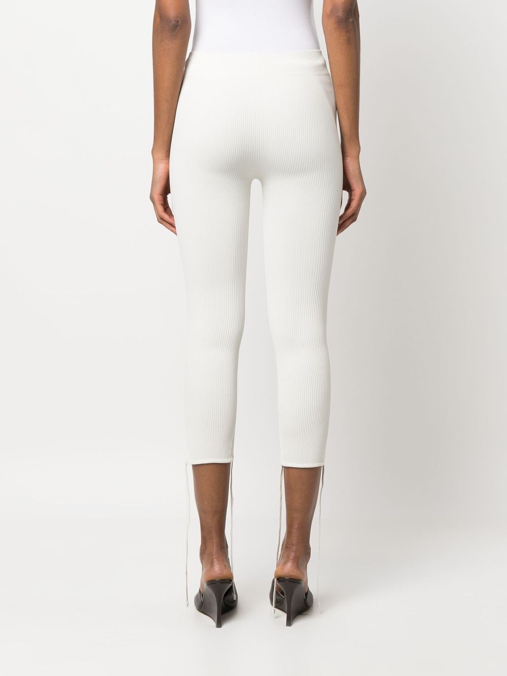Andrea Adamo Women's White Trousers - Slim Fit High Waist Dress Pants for Office, Business & Formal Occasions