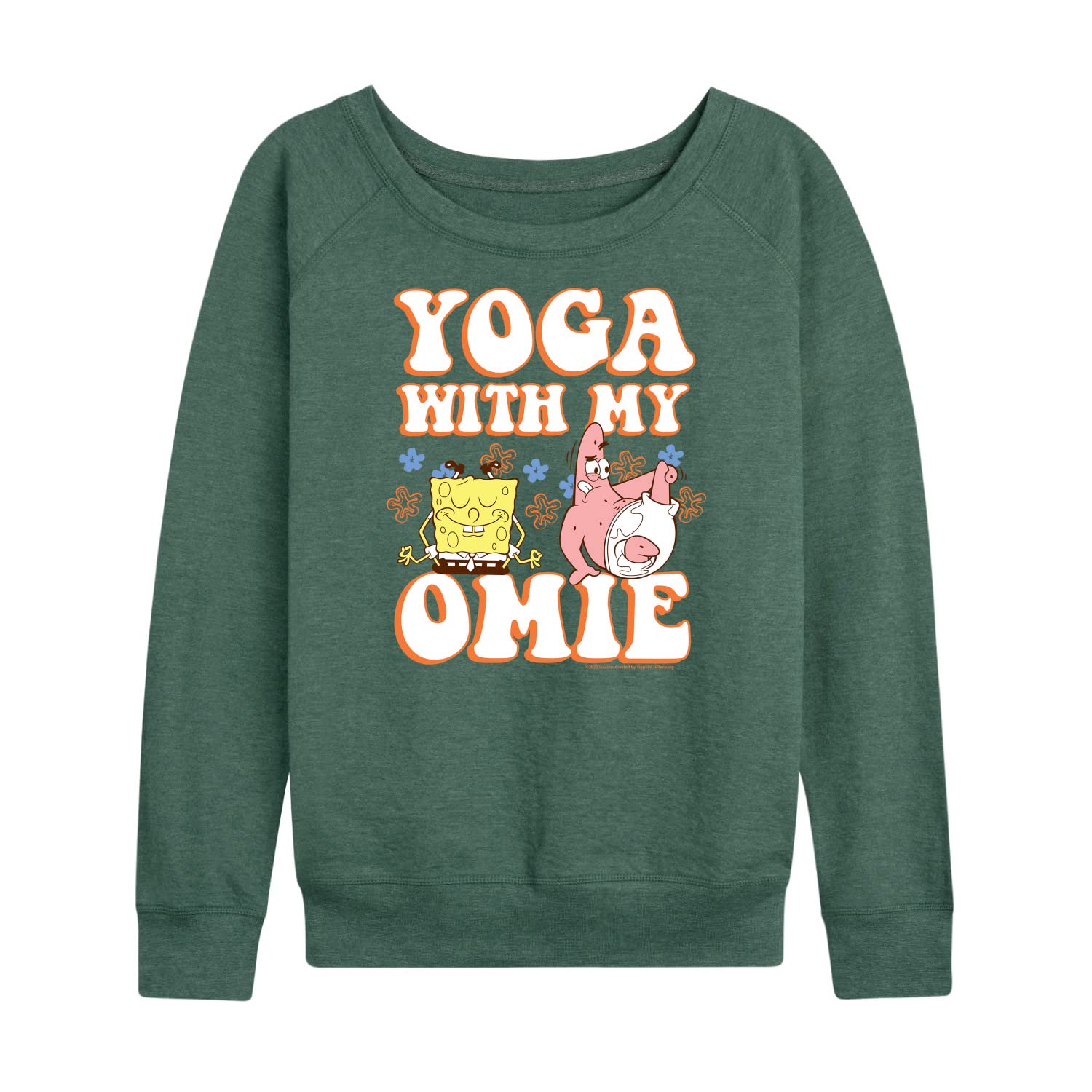 SpongeBob SquarePants Women's Lightweight French Terry Pullover Hoodie | Yoga With My Omie Graphic | Soft Lounge Sweatshirt for Women | Perfect for Yoga, Casual Wear & Gifts