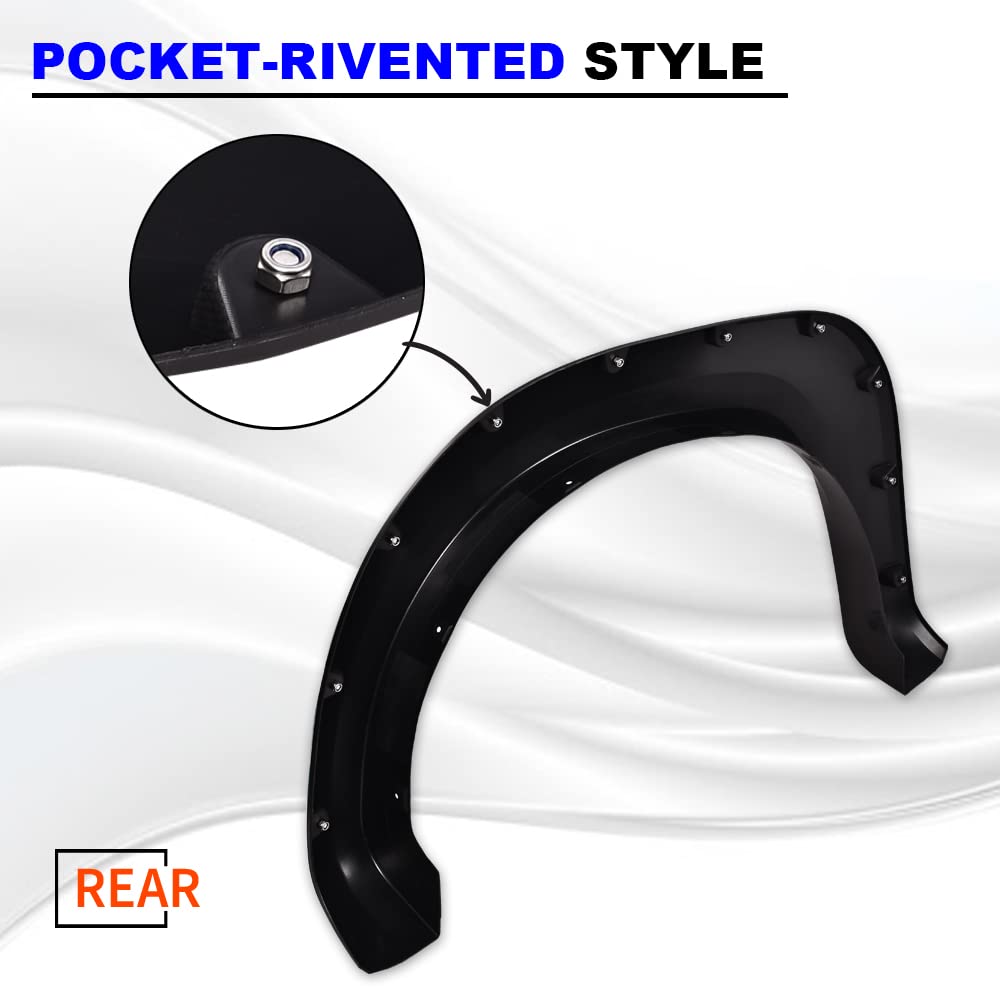 PIT66 Textured Black Fender Flares for 2004-2015 Nissan Titan - 4Pcs Front & Rear Wheel Cover Protector Mudguards | Pocket Rivet Style | Off-Road & Street Protection