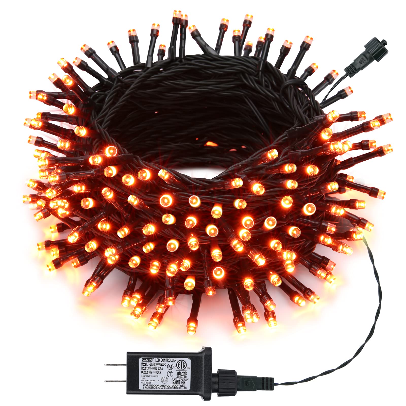 Halloween Orange LED String Lights - 82ft 200 LEDs, 8 Modes & Timer for Party, Garden Decor