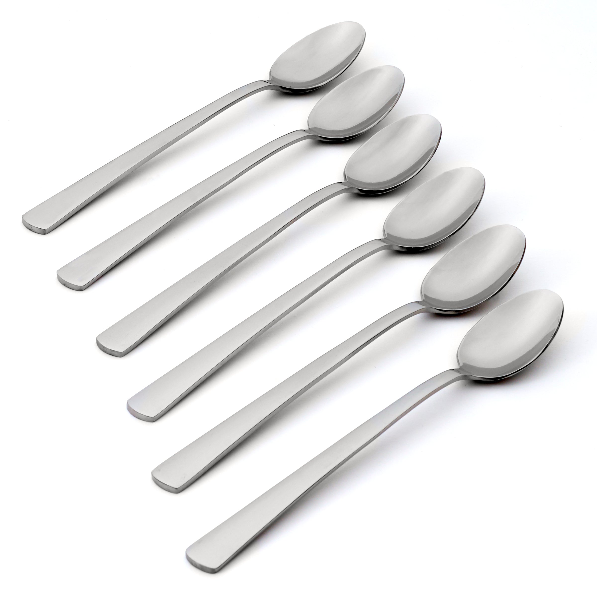 Premium Stainless Steel Tall Drink Spoons - Set of 6 for Cocktails, Iced Coffee & Smoothies - Durable Barware for Home & Commercial Use