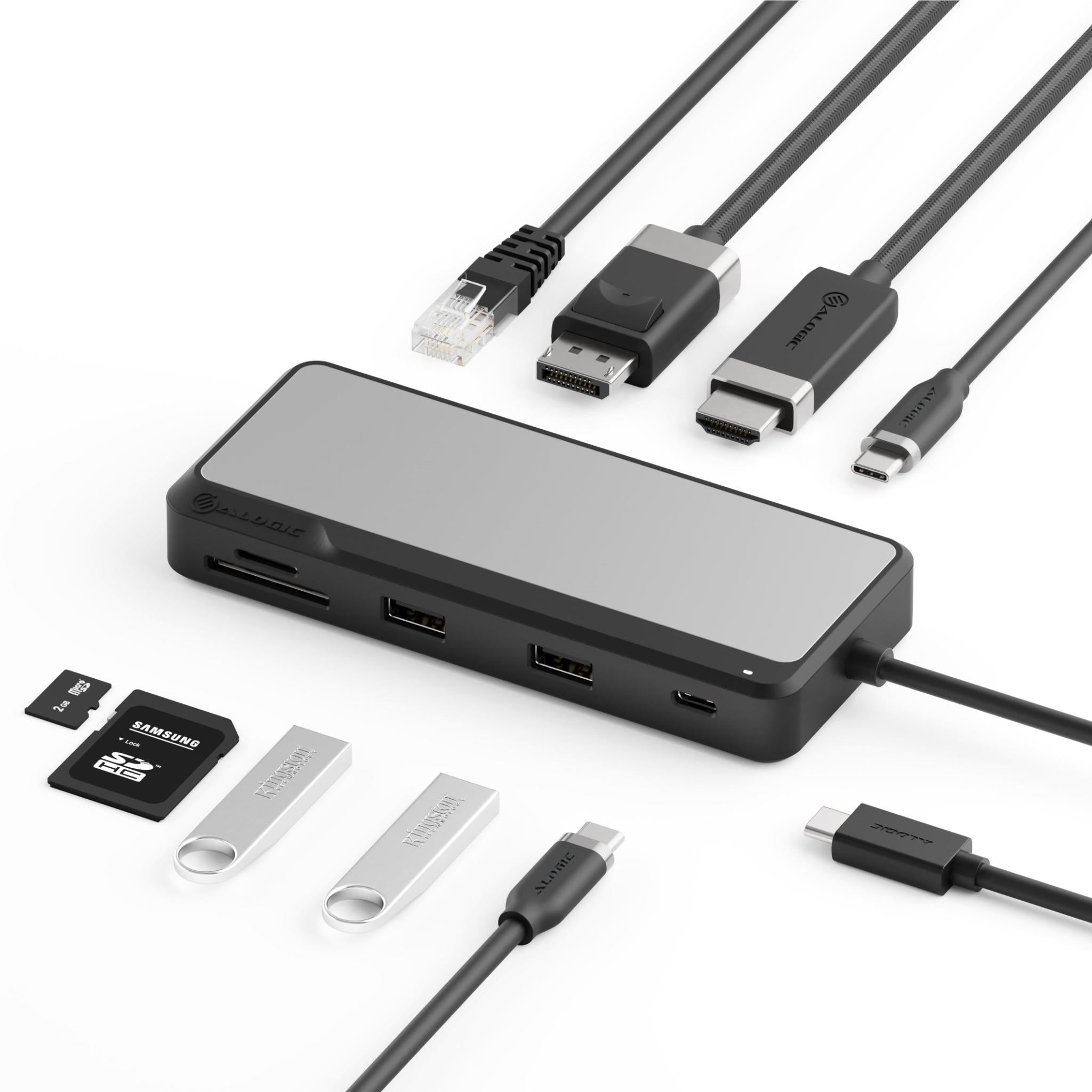 Alogic Fusion Pro AXIS USB C 8-in-1 Dual Display Docking Station for MacBook & Windows Laptops - Perfect for Home Office & Remote Work Setup