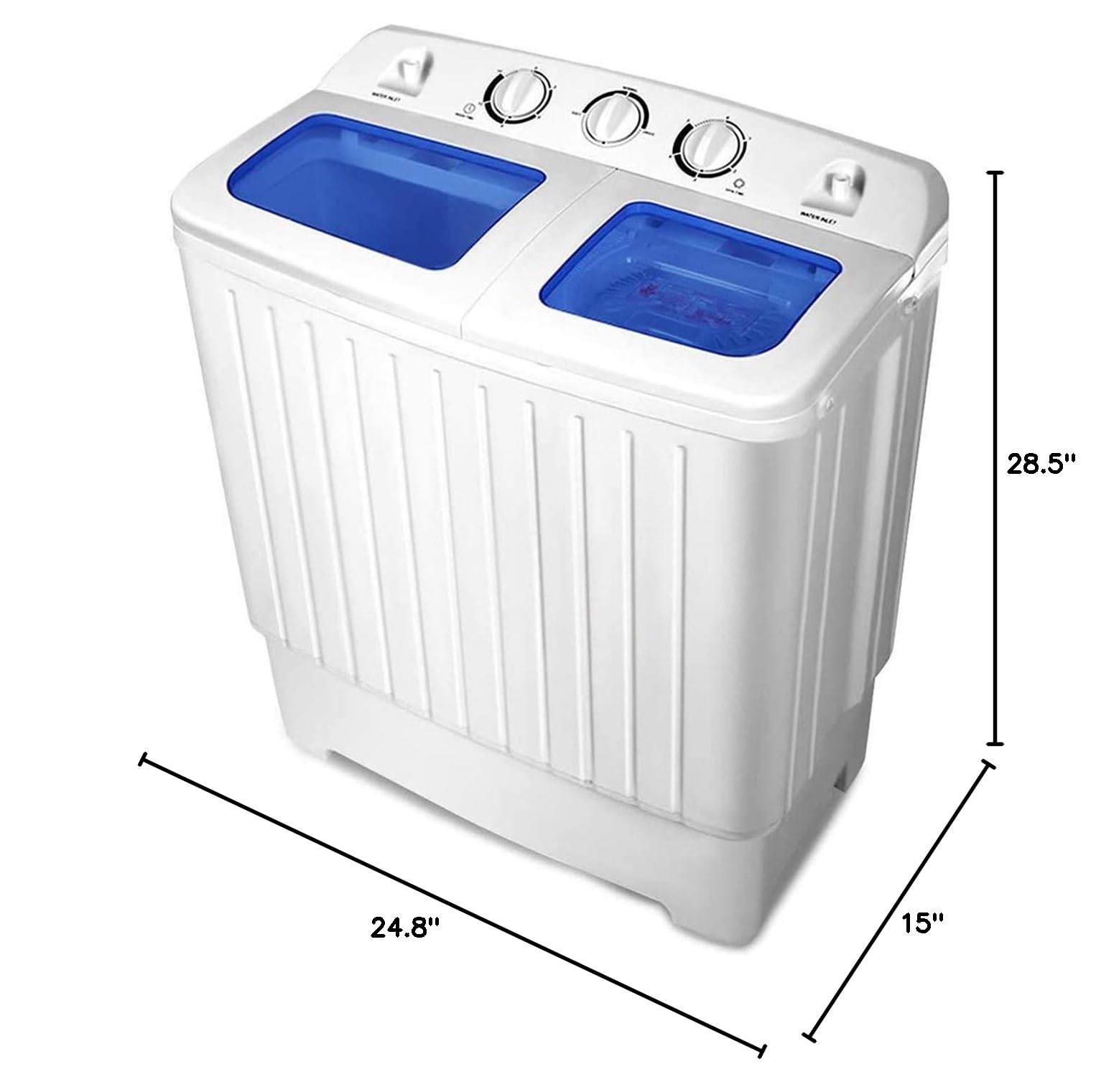 Portable Mini Compact Twin Tub Washing Machine 17.6lbs Capacity - Lightweight Laundry Washer with Spin Dryer, Blue & White - Perfect for Apartments, RVs, Camping & Small Spaces