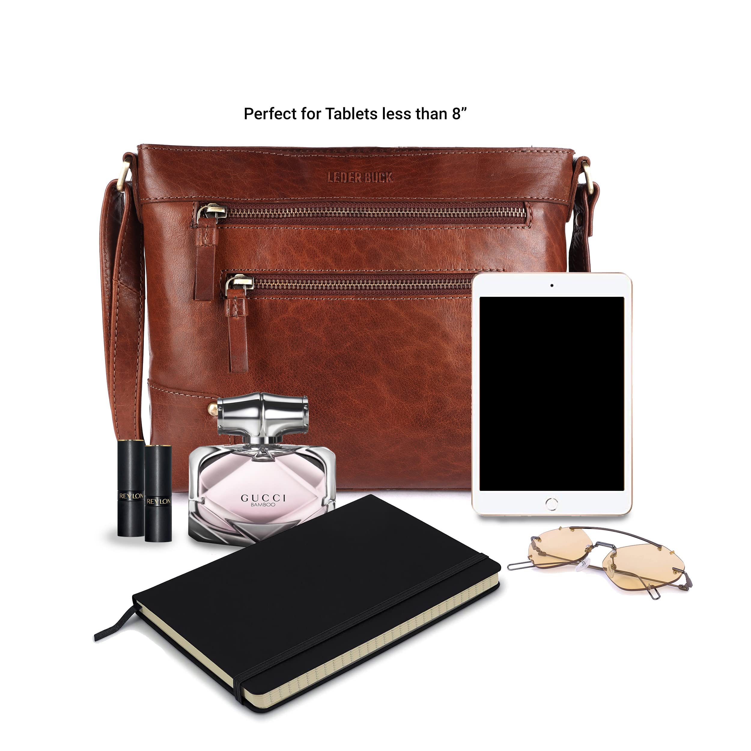 Premium Soft Real Leather Women's Crossbody Bag - Triple Zip Sling Shoulder Purse for Work, Travel & Everyday Use