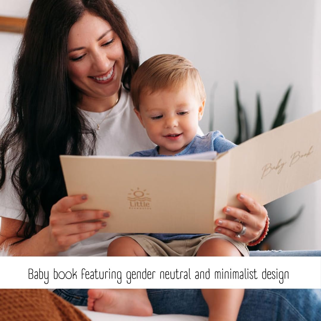 Minimalist Olive Baby Memory Book - Gender Neutral Keepsake Photo Album for New Parents | First Year Baby Journal, Baby Shower Gift & Registry Essential for Moms & Dads | Perfect for Capturing Milestones, First Photos & Special Memories