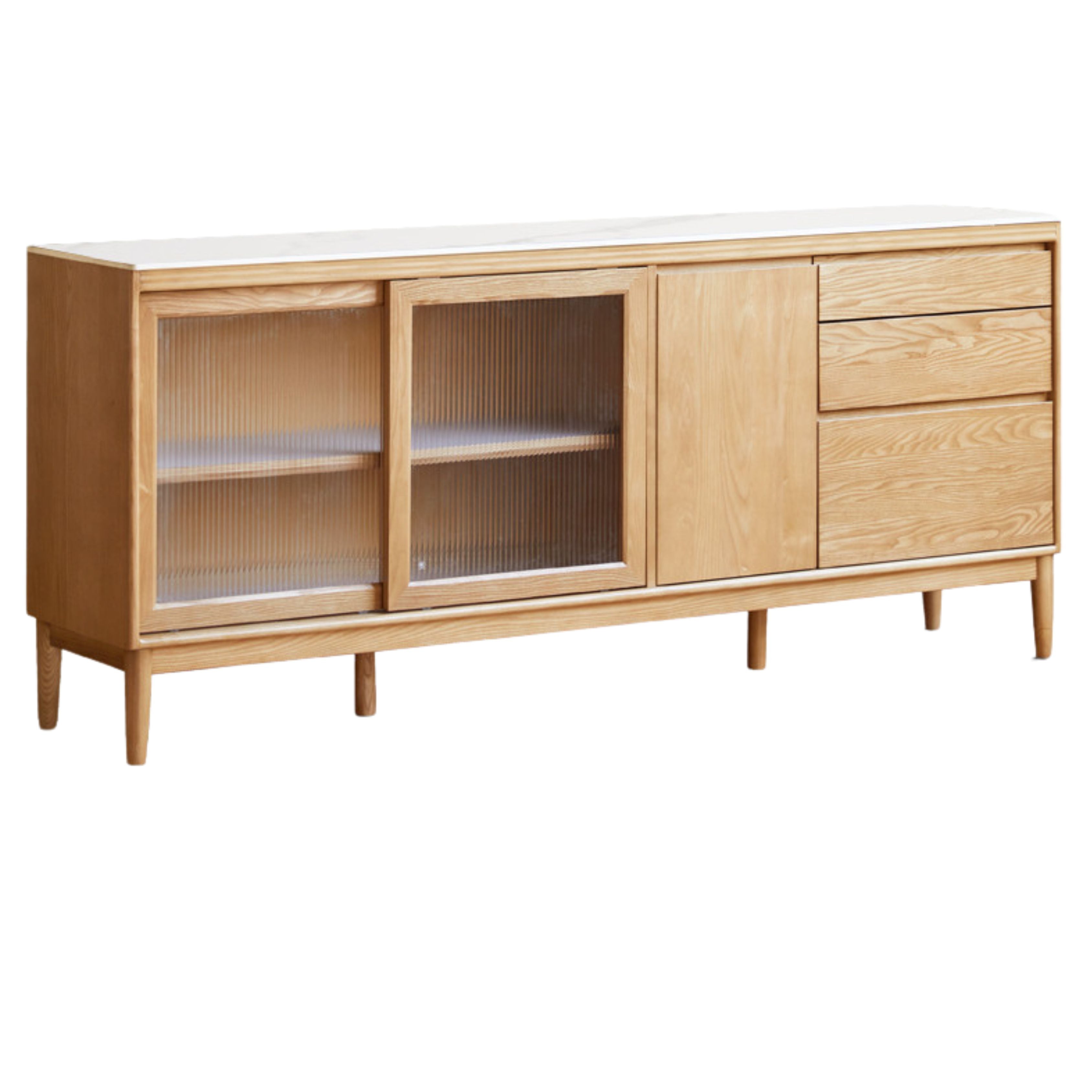 Oak Solid Wood Large Capacity Storage Sideboard - Rustic Buffet Cabinet for Dining Room, Living Room & Entryway Storage