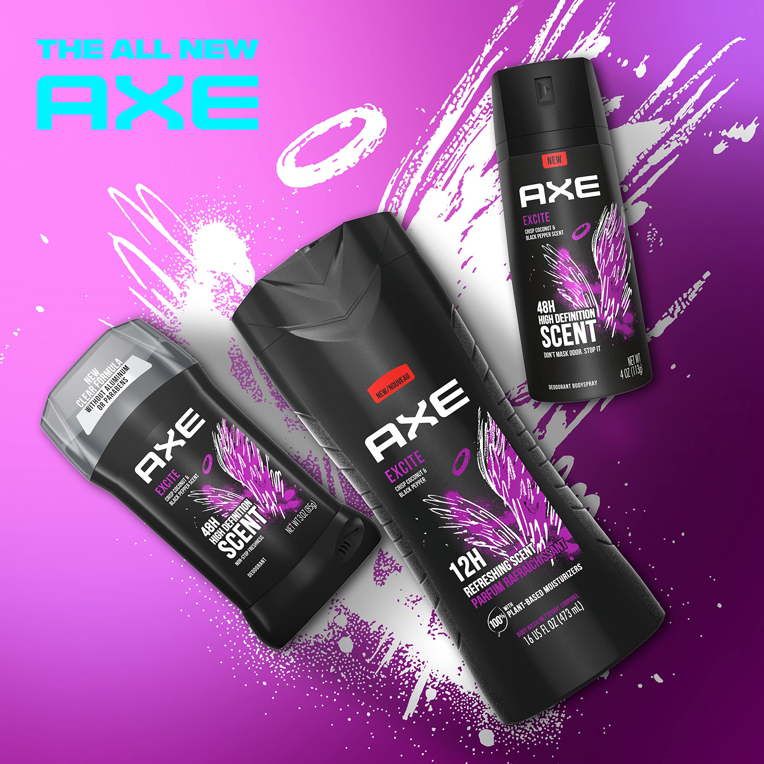 AXE Body Wash for Men - 12h Long-Lasting Refreshing Scent with Crisp Coconut & Black Pepper | 100% Plant-Based Moisturizers | 16 oz | Perfect for Gym, Work & Daily Shower Routine