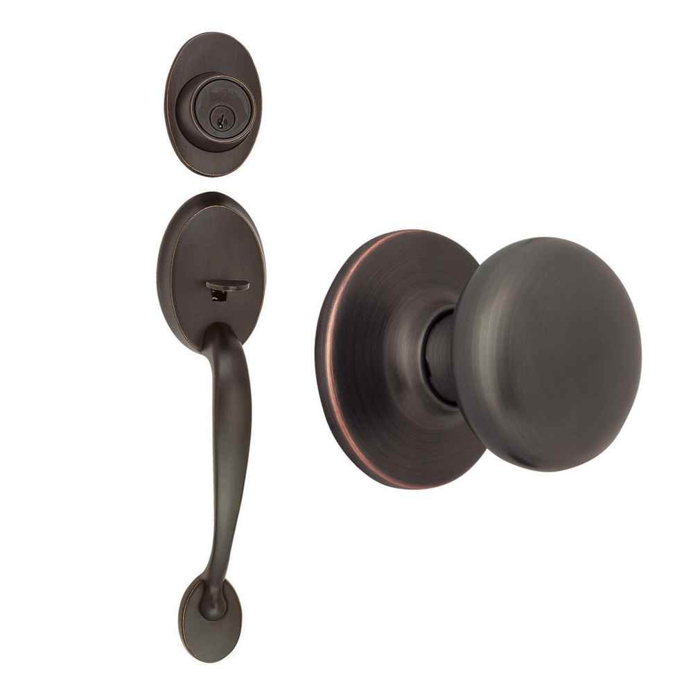 Design House 753566 Coventry Handleset with Cambridge Interior Knob & Single Cylinder Deadbolt - Oil Rubbed Bronze Finish for Front Door Security & Home Decor