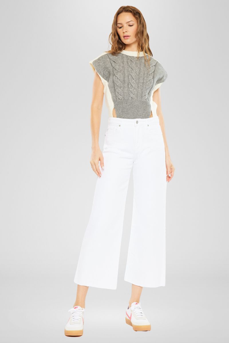 Dianella Women's High Rise Crop Wide Leg Jeans - Comfortable Stretch Denim Pants for Casual Wear & Everyday Outfits