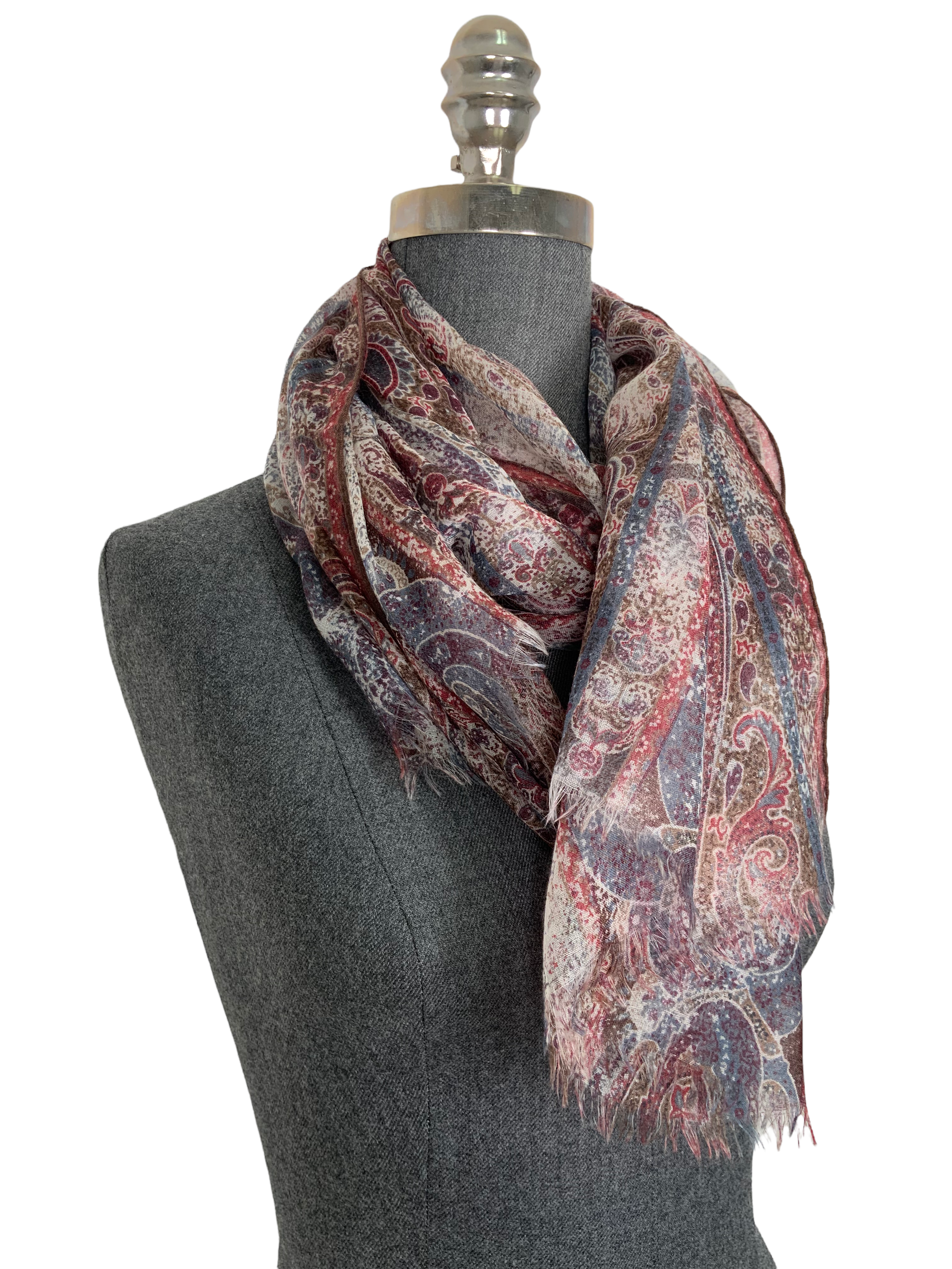 Luxury Loro Piana Cashmere Scarf with Paisley Print and Fringe Trim - Soft Winter Shawl Wrap for Women & Men - Perfect for Cold Weather, Office, and Travel Accessories