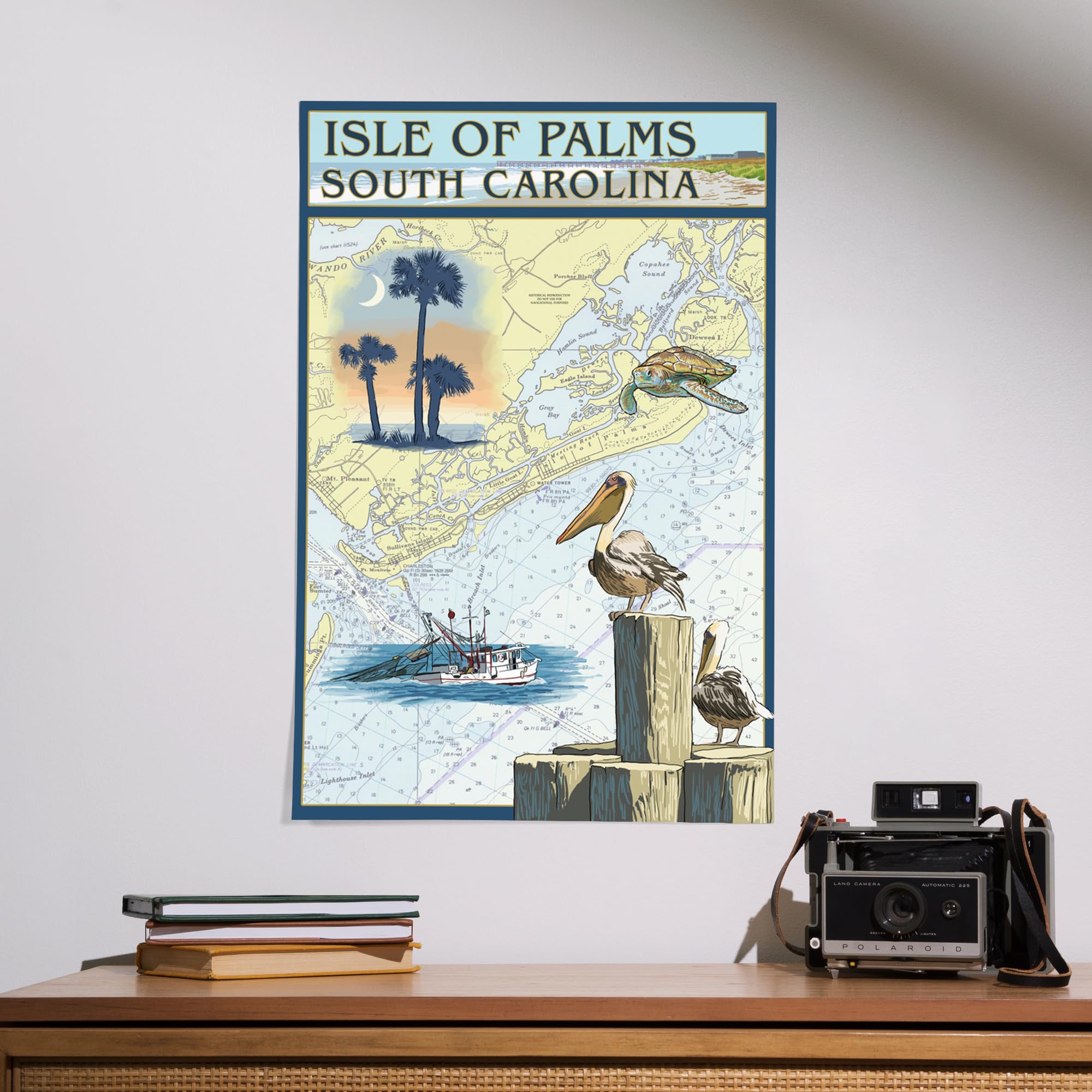 Lantern Press 16x24 Inch Giclee Art Print - Isle of Palms South Carolina Nautical Chart Wall Decor | Perfect for Coastal Living Rooms, Beach Houses & Nautical Themed Offices
