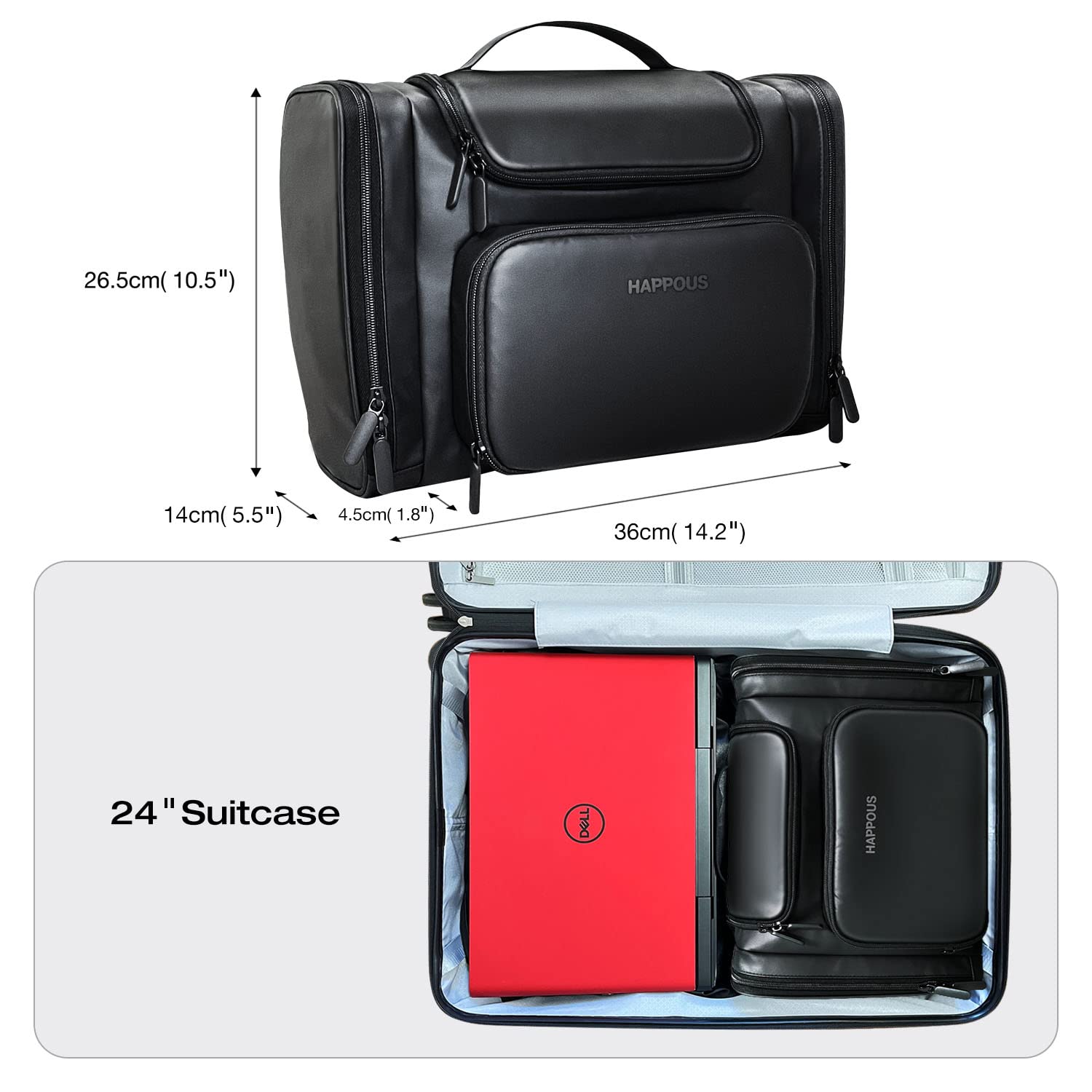 Extra Large Hanging Travel Toiletry Bag for Men & Women - Waterproof Cosmetic Organizer with Multiple Pockets - Perfect for Bathroom Storage, Makeup Accessories & Travel Essentials (Black)