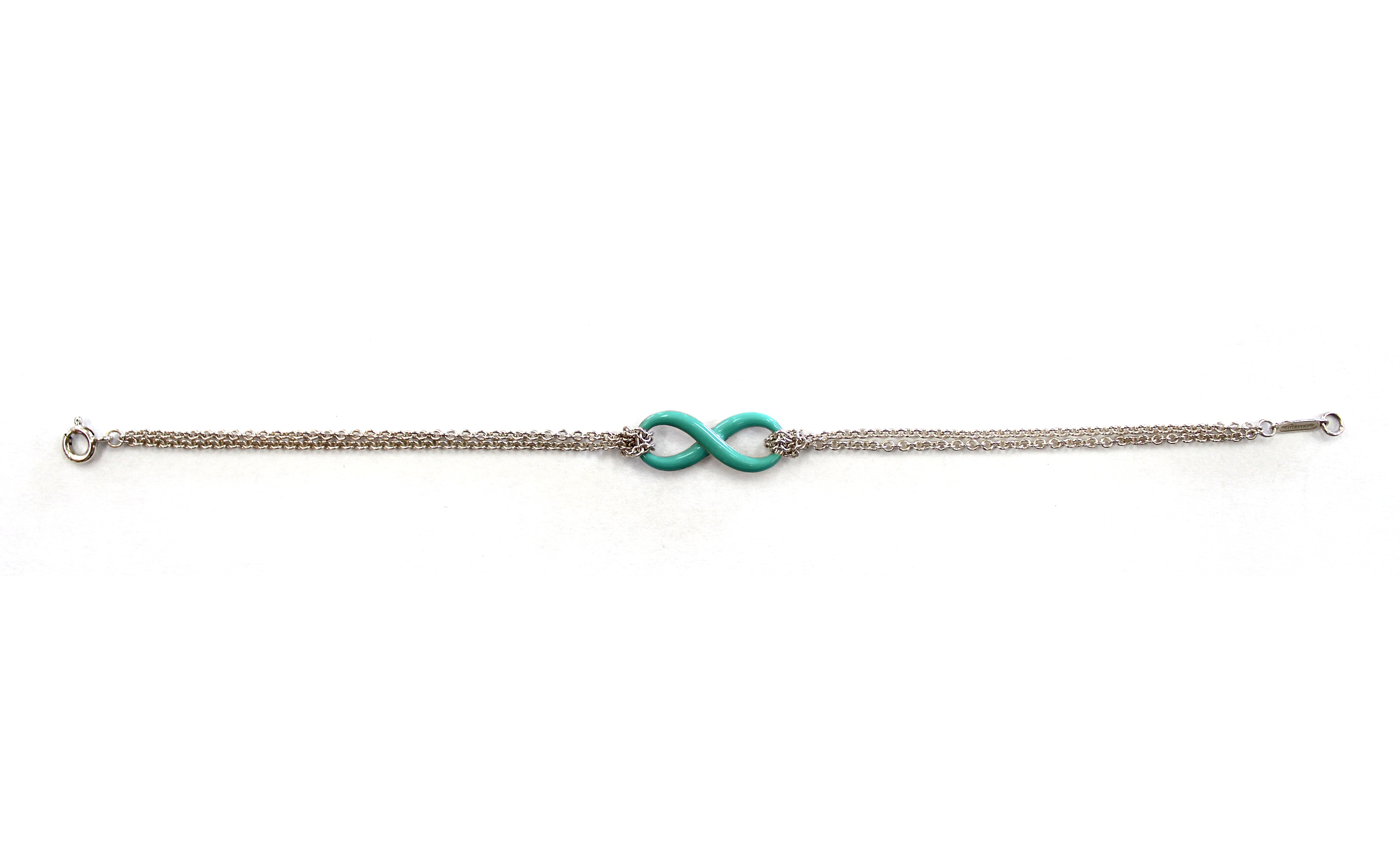 Authentic Tiffany & Co. Sterling Silver 0.8mm Blue Infinity Bracelet for Women - Elegant Jewelry Gift for Anniversary, Birthday & Special Occasions