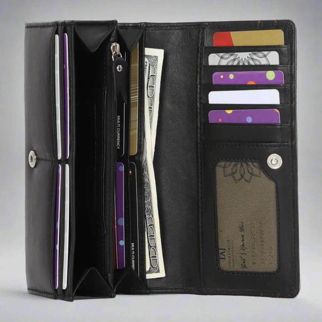 Durable Women's Leather Wallet with Handmade Stitching - Perfect for Everyday Use, Travel & Gift Giving
